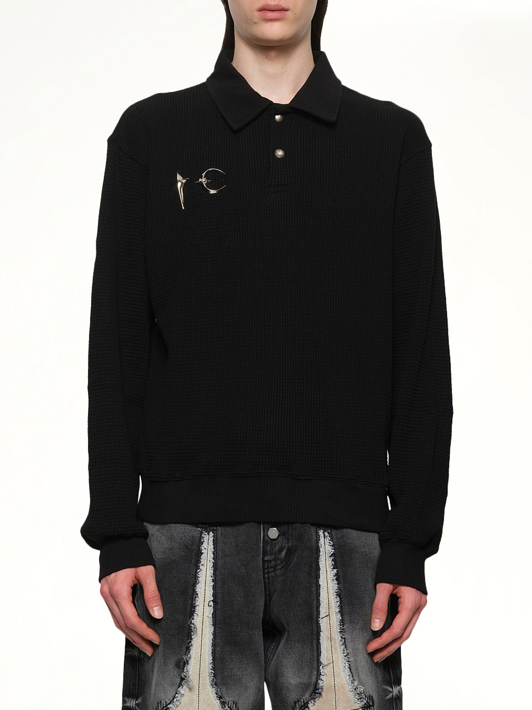 TC Long Sleeve Polo in Black