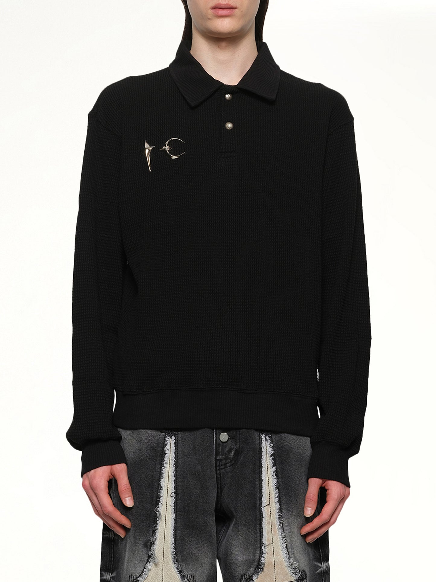 TC Long Sleeve Polo in Black