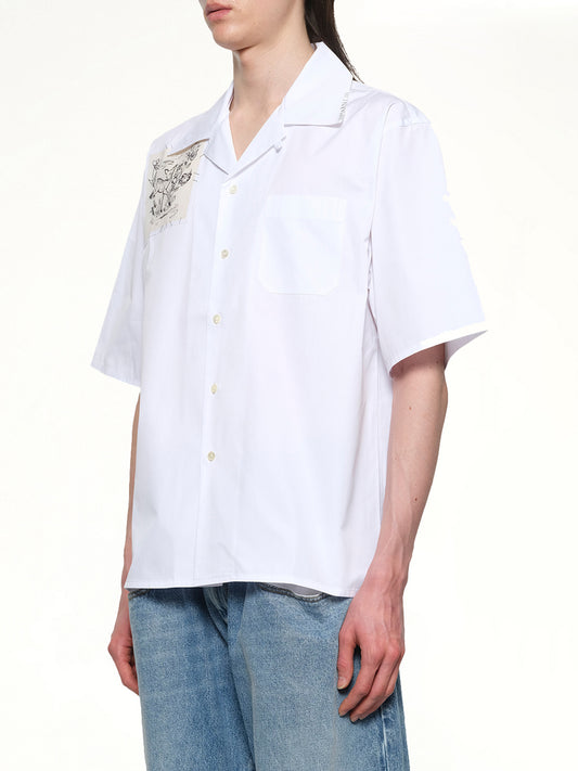 Cotton Poplin Short Sleeve Shirt in Lily White