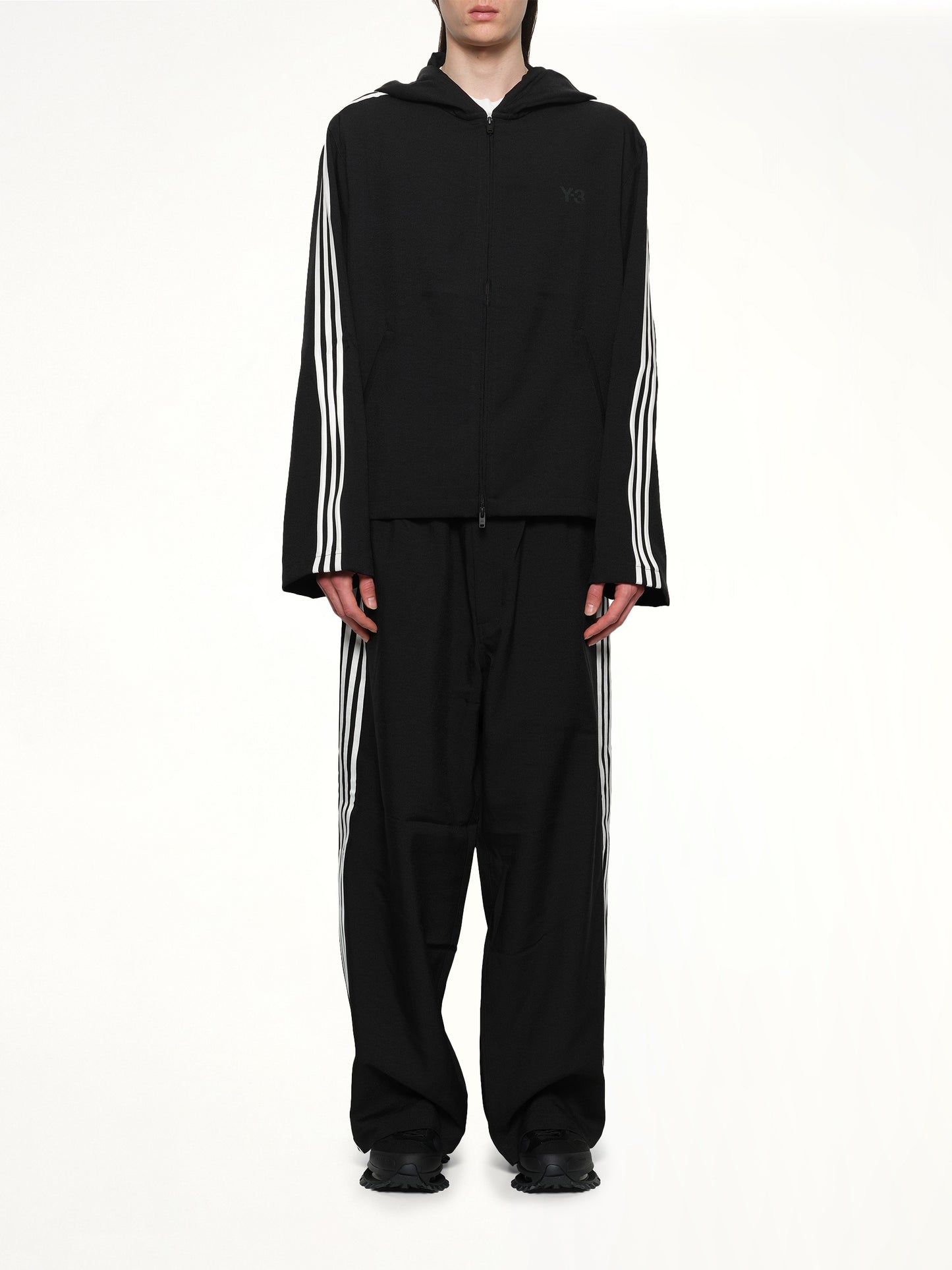 Hooded Track Top 3-Stripes in Black