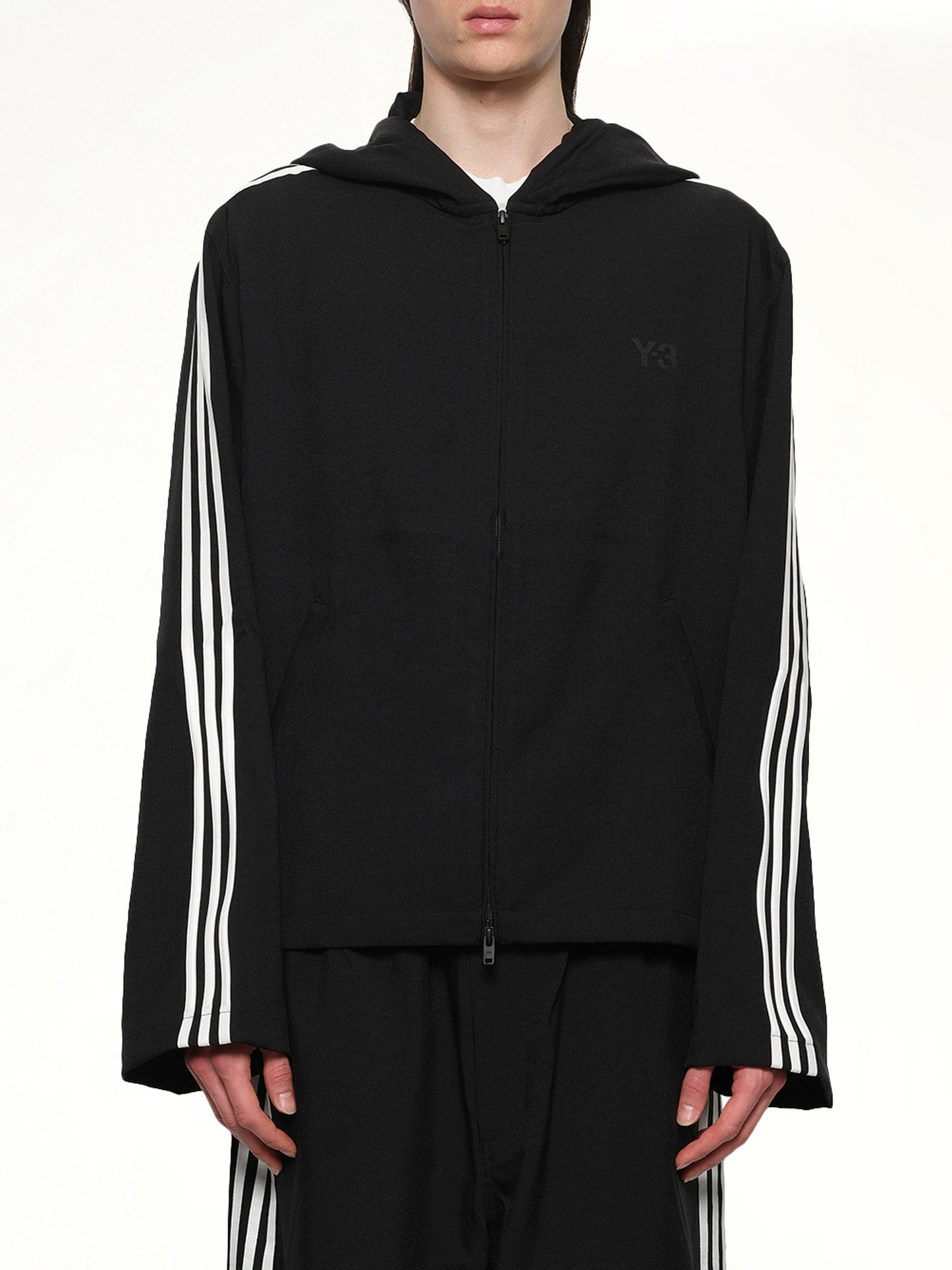 Hooded Track Top 3-Stripes in Black