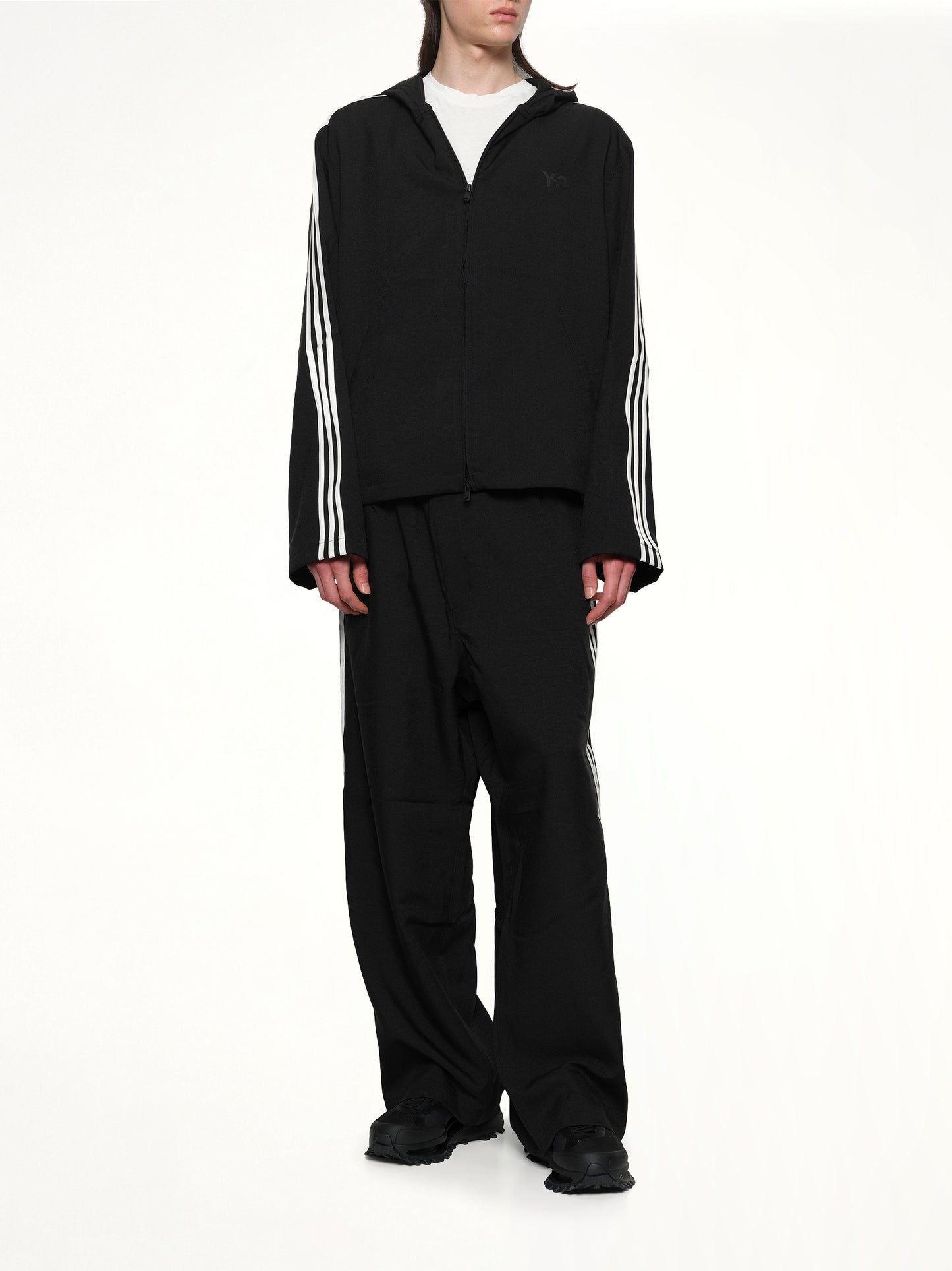 Hooded Track Top 3-Stripes in Black