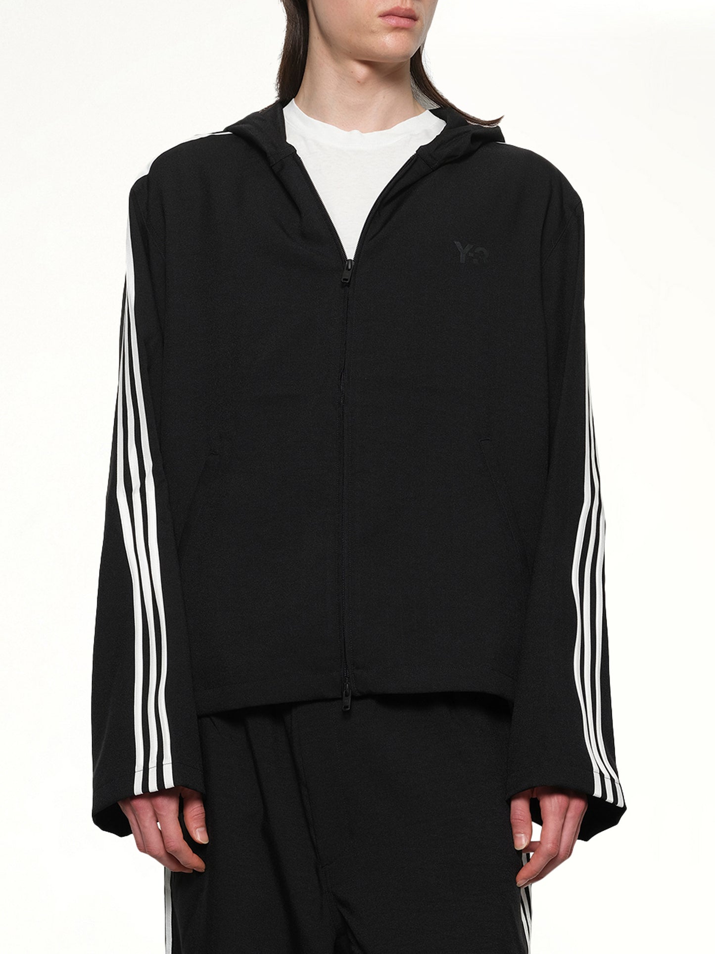 Hooded Track Top 3-Stripes in Black
