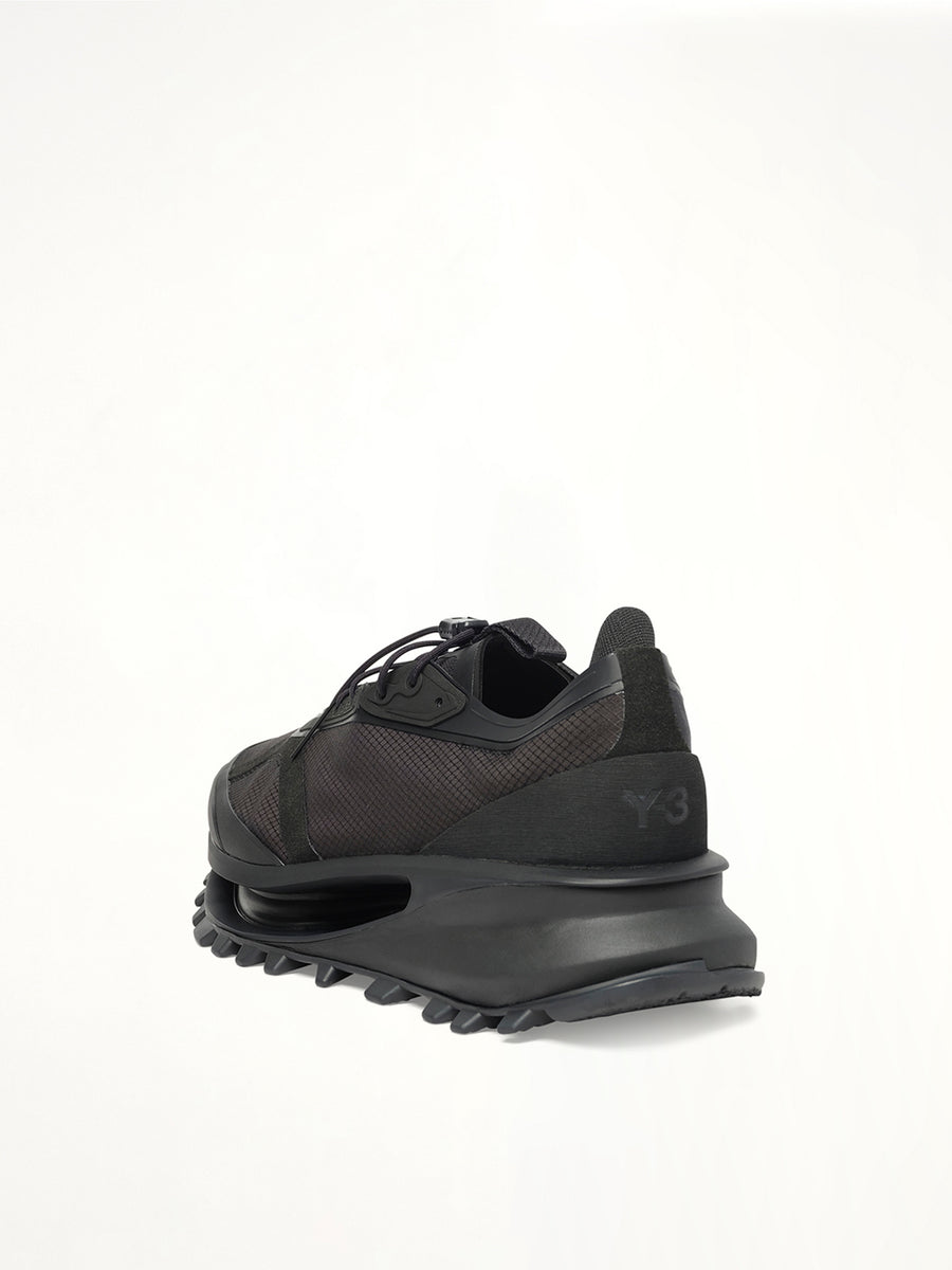 S-Gendo Run Sneaker in Black Back View | Y-3