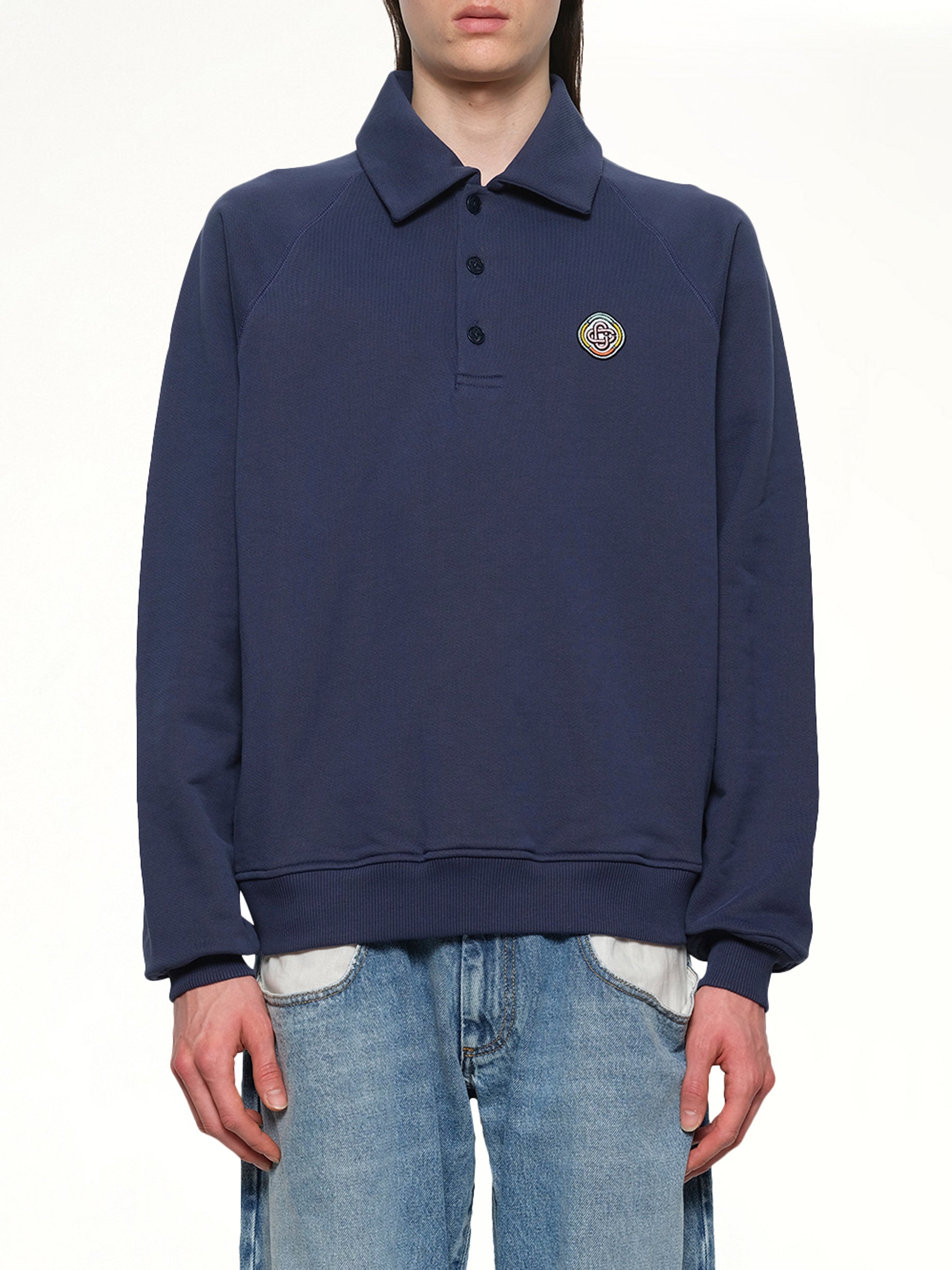 Collar Sweatshirt in Navy