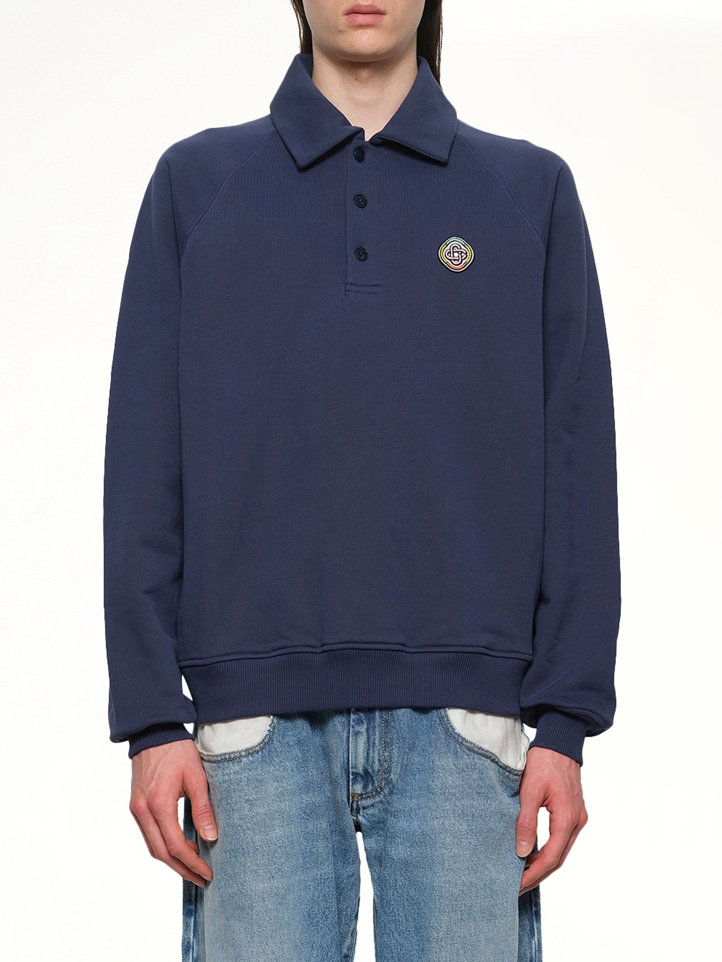 Collar Sweatshirt in Navy