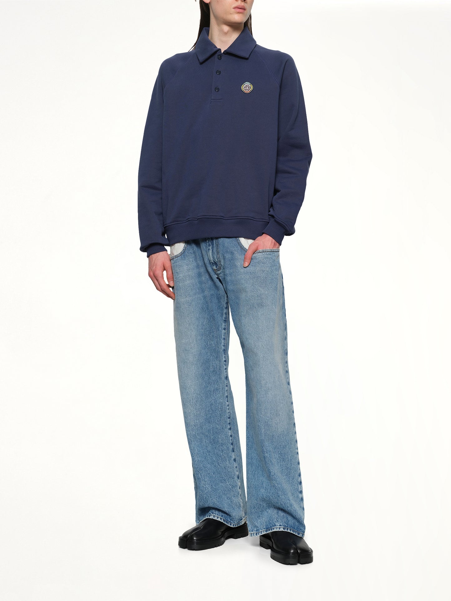 Collar Sweatshirt in Navy