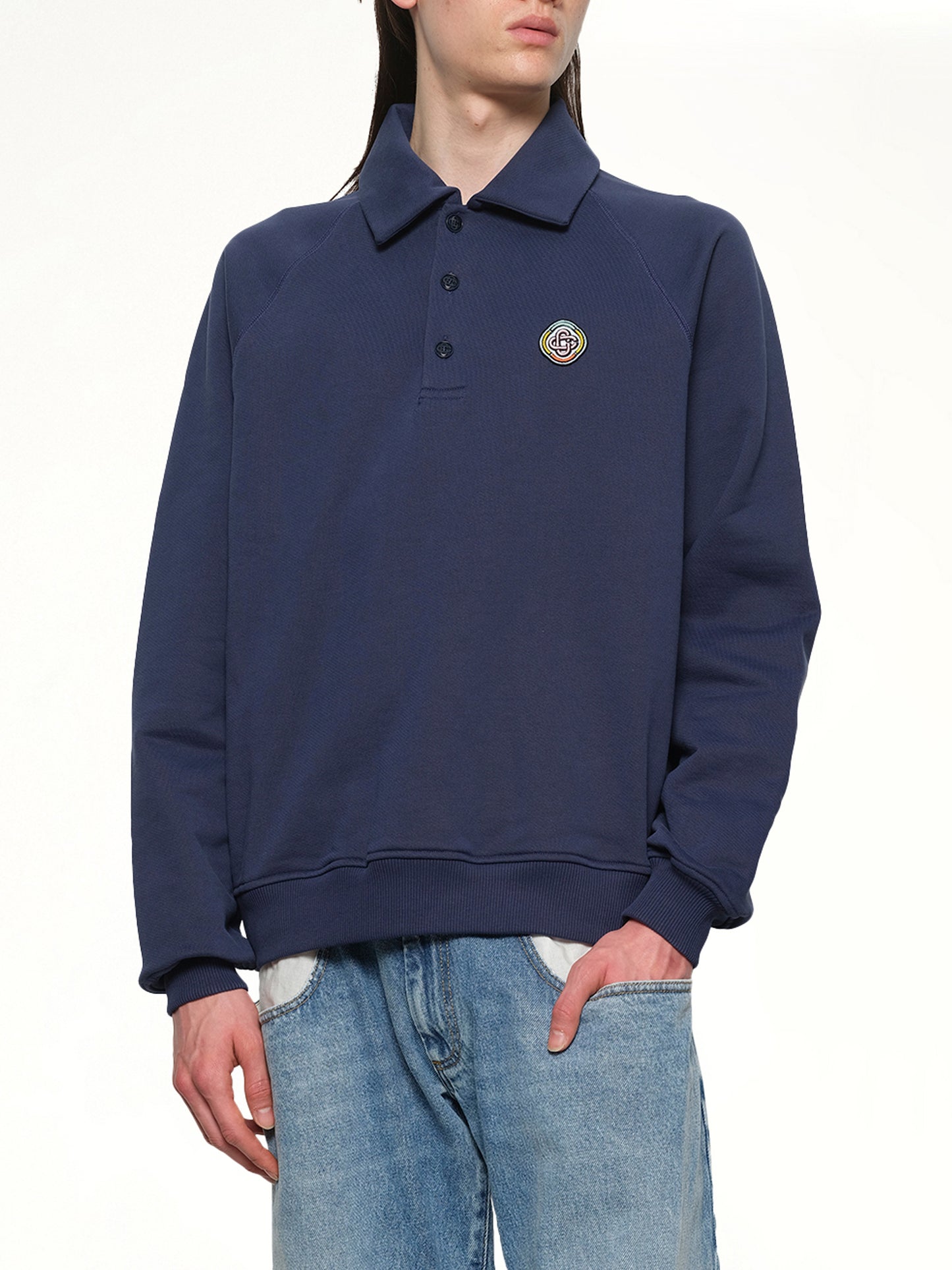 Collar Sweatshirt in Navy