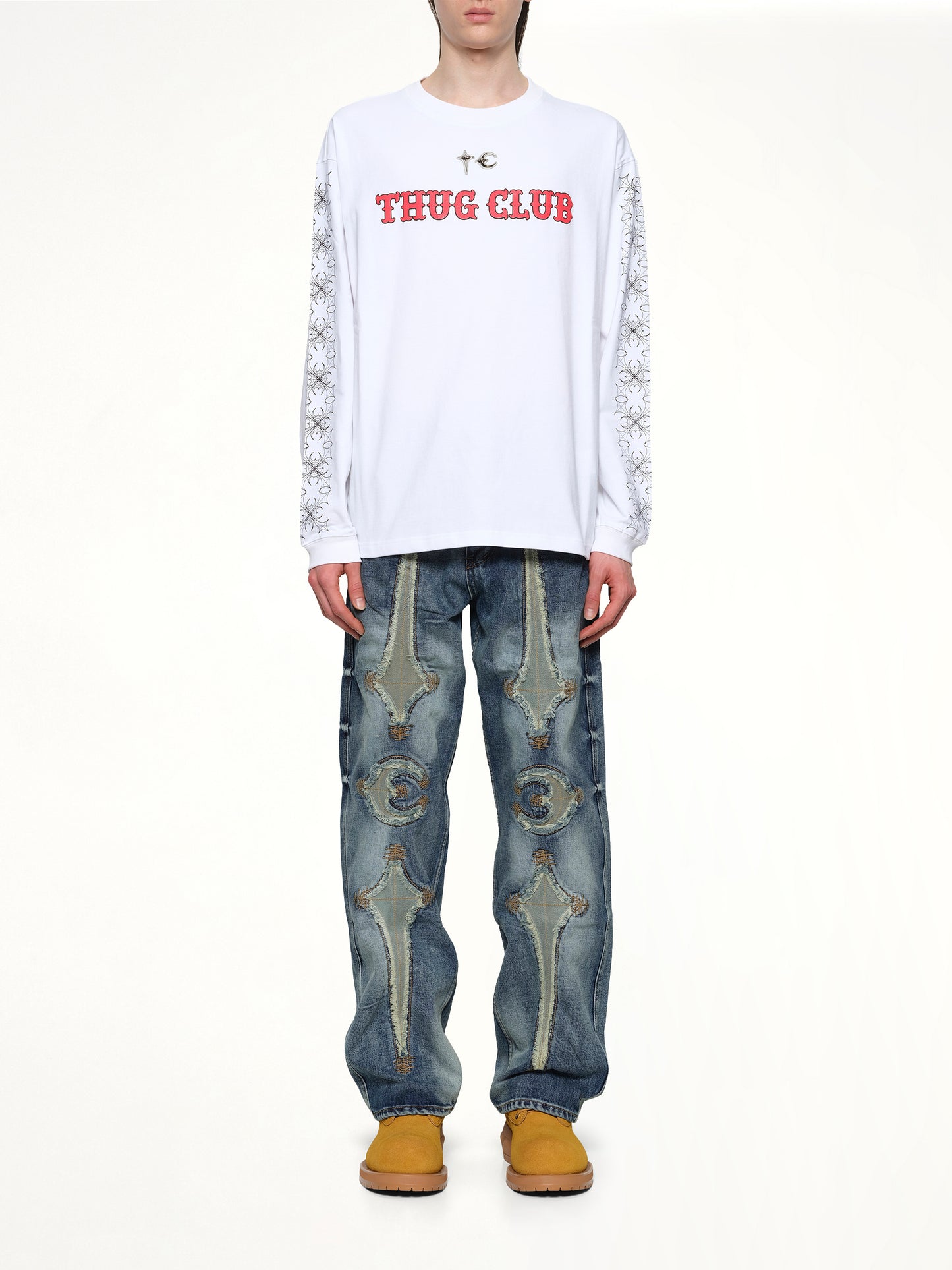 TC Pattern Long-Sleeve in White