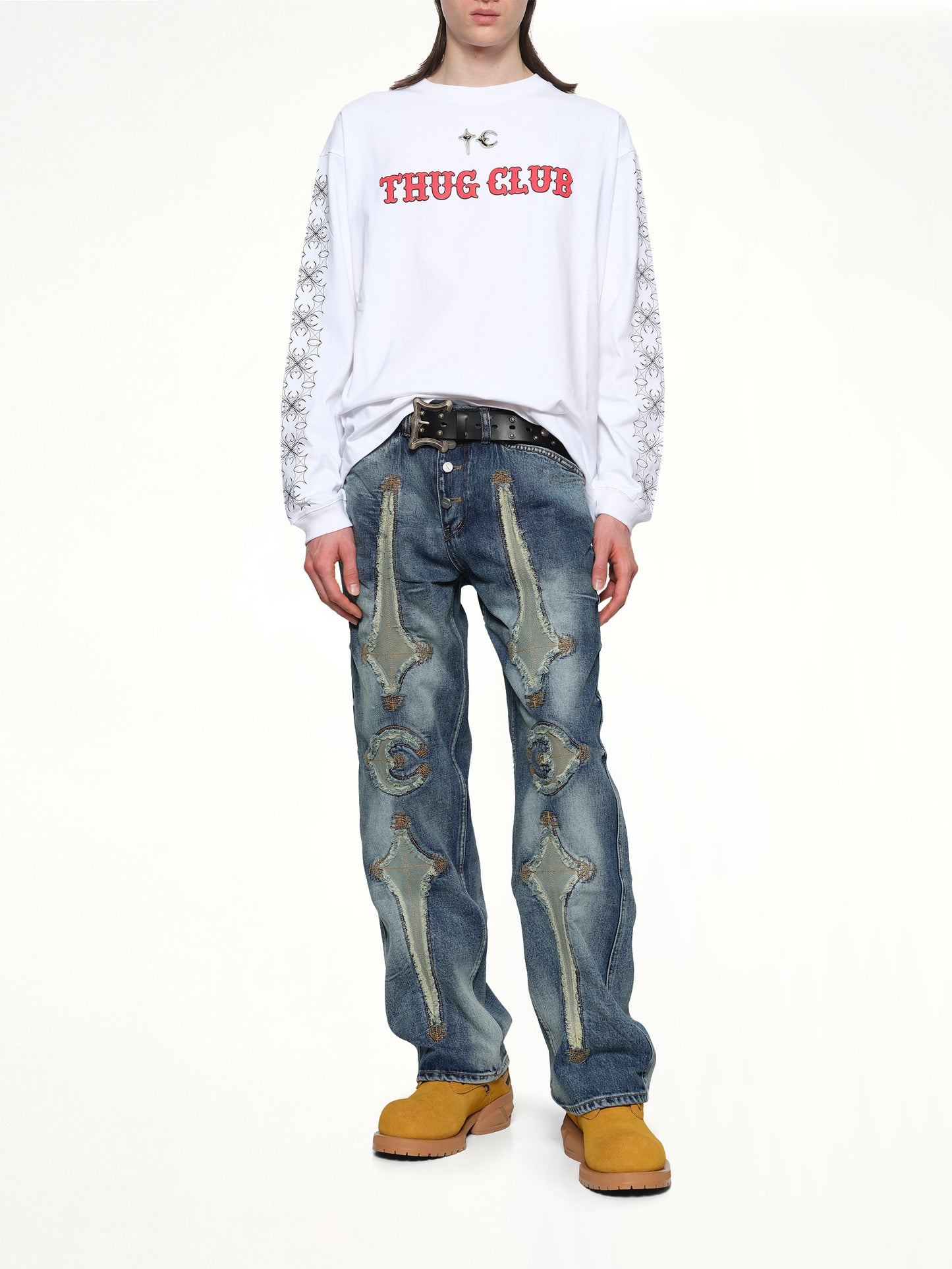 TC Pattern Long-Sleeve in White