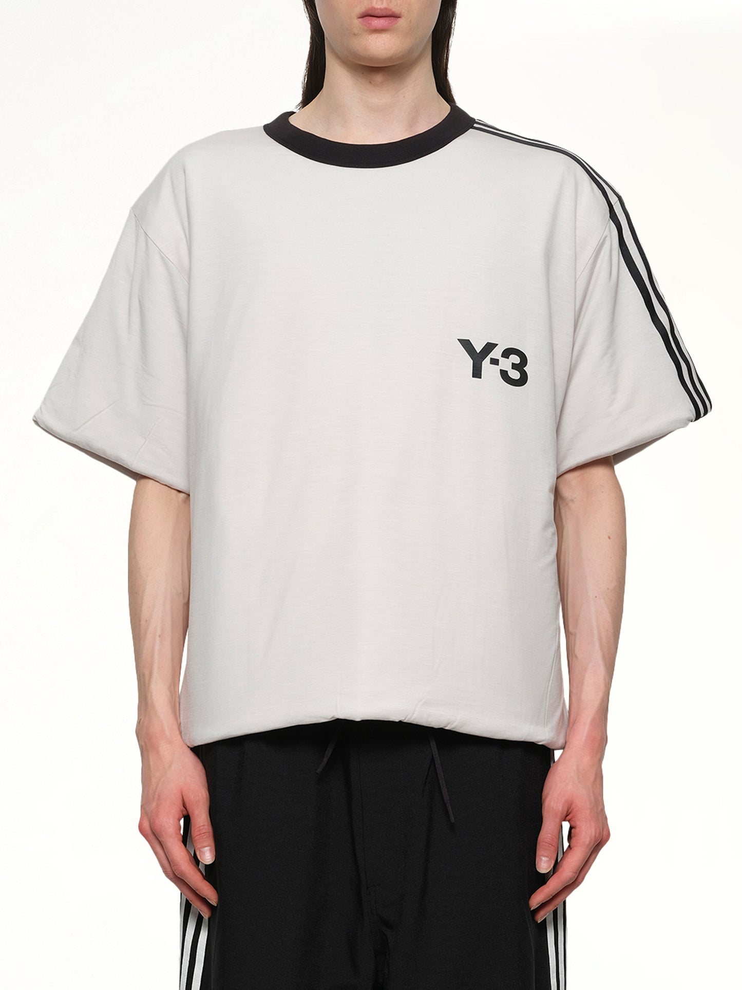 Padded Short Sleeve T-Shirt 3-Stripes in Grey
