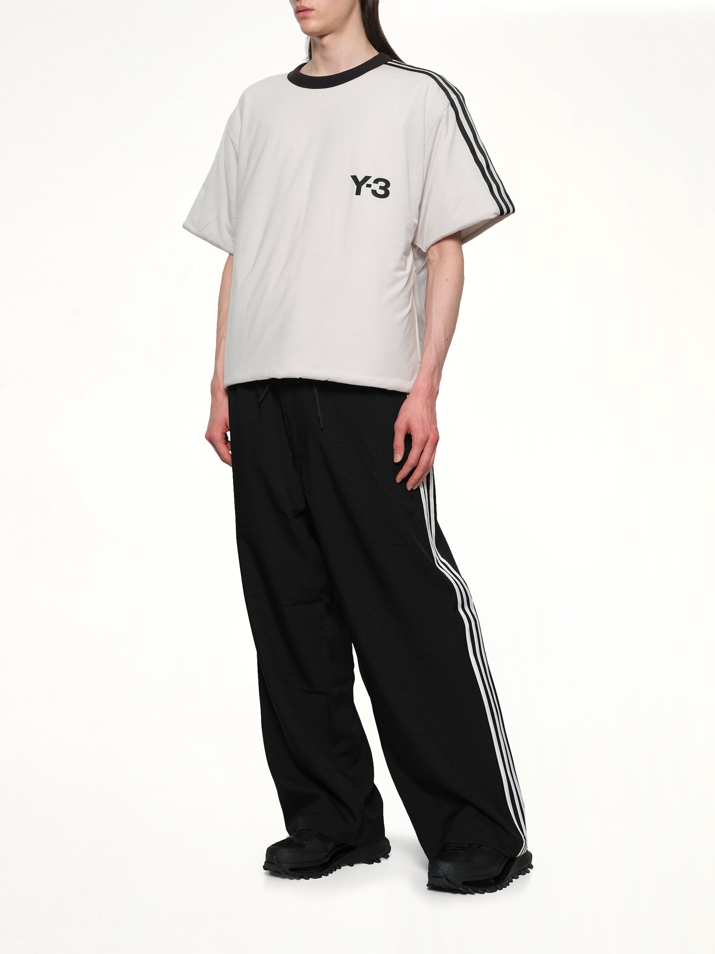 Padded Short Sleeve T-Shirt 3-Stripes in Grey