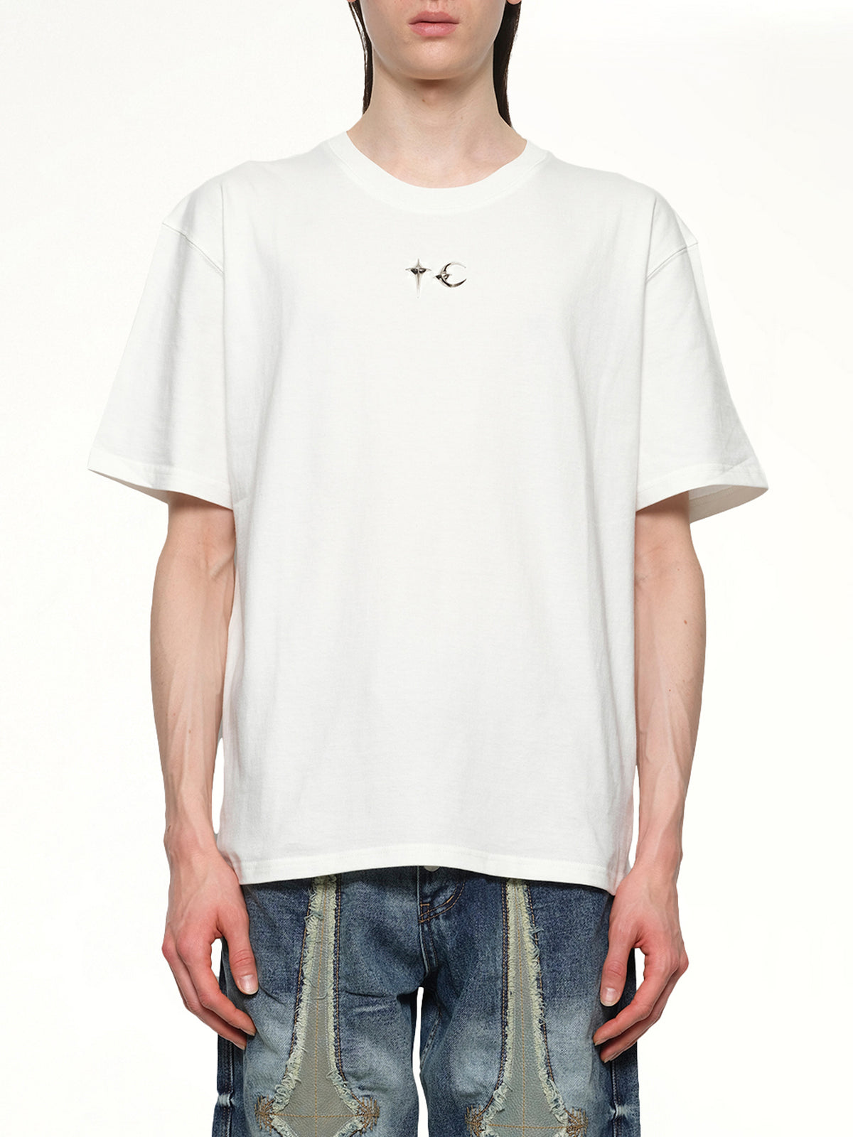 ホワイトのTCベーシックTシャツ