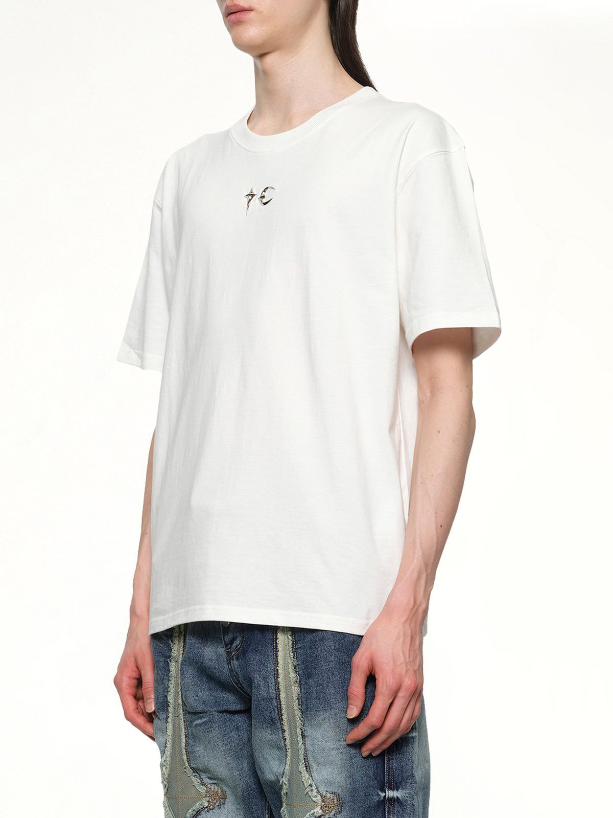 ホワイトのTCベーシックTシャツ