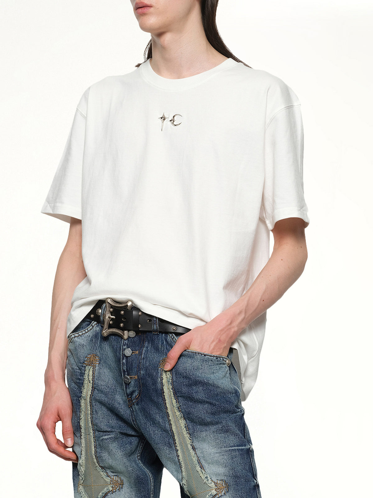 ホワイトのTCベーシックTシャツ