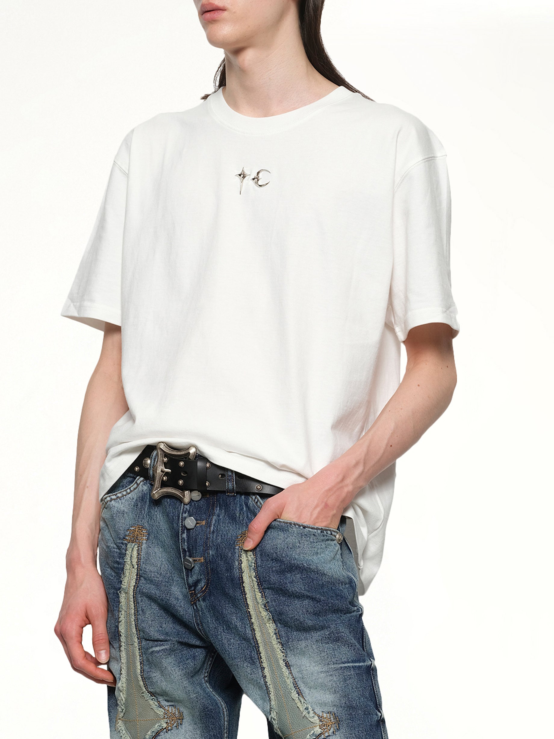 ホワイトのTCベーシックTシャツ