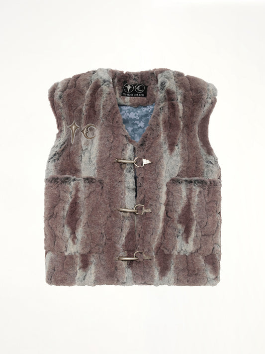 TC Skull Fur Vest in Ivory