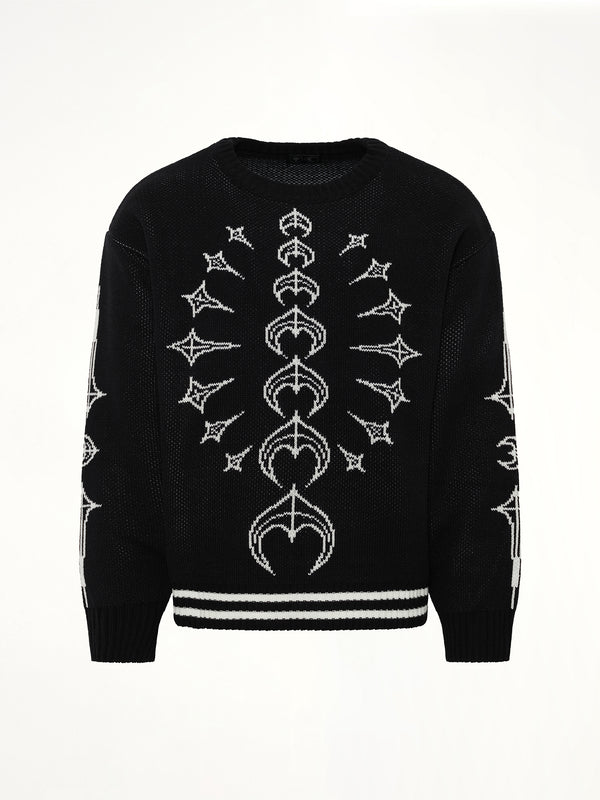 TC Bone Knit Sweater in Black/White