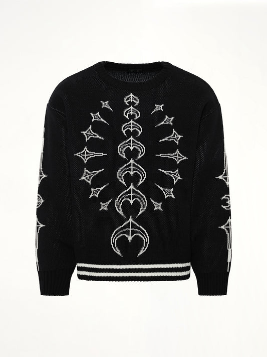 TC Bone Knit Sweater in Black/White