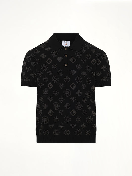 City Jacquard Polo in Black