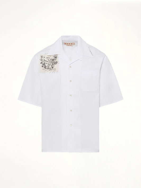 Cotton Poplin Short Sleeve Shirt in Lily White