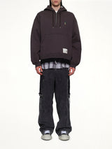 Triple Layered Half Zip Hoodie in Black