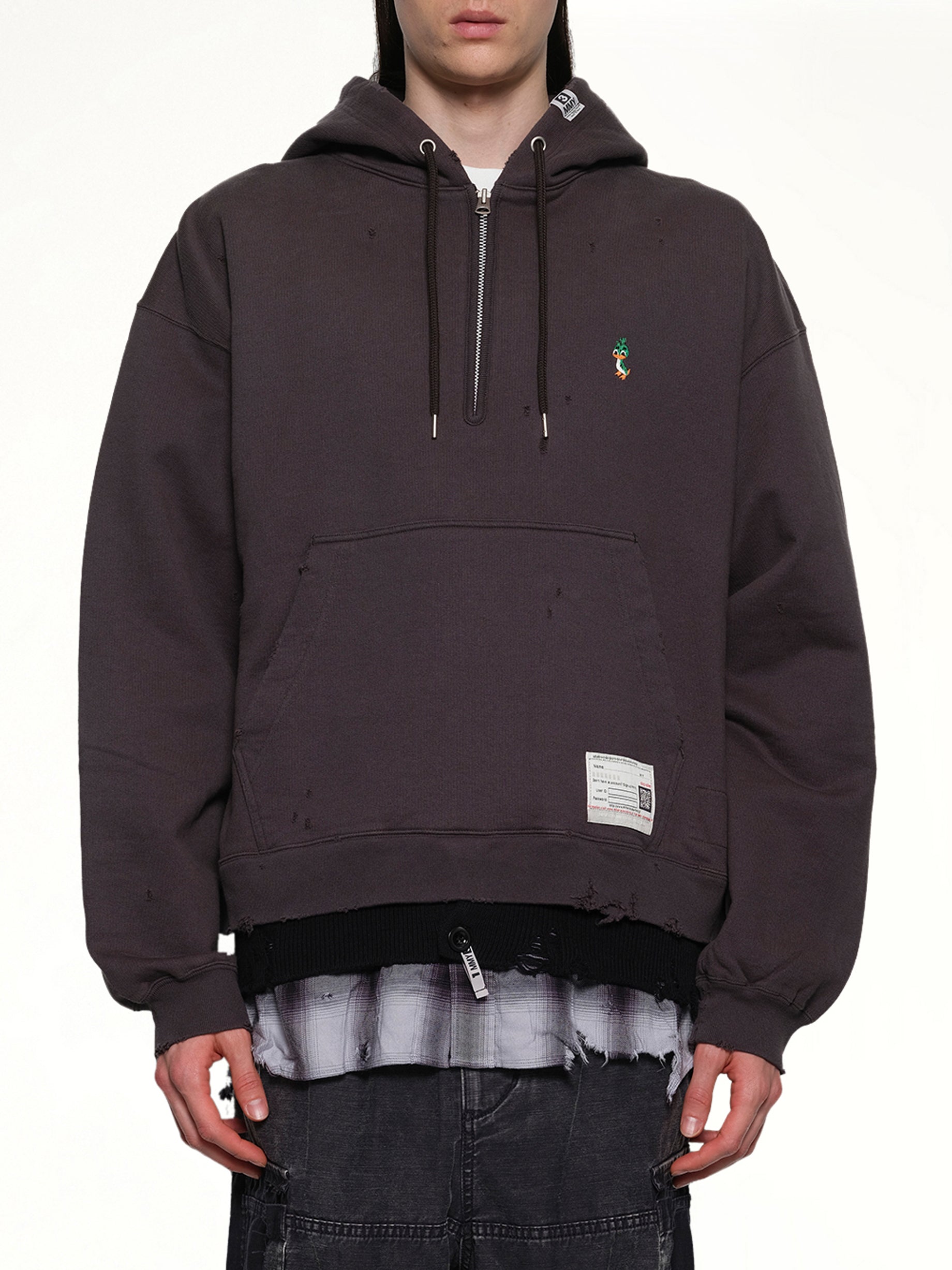 Triple Layered Half Zip Hoodie in Black