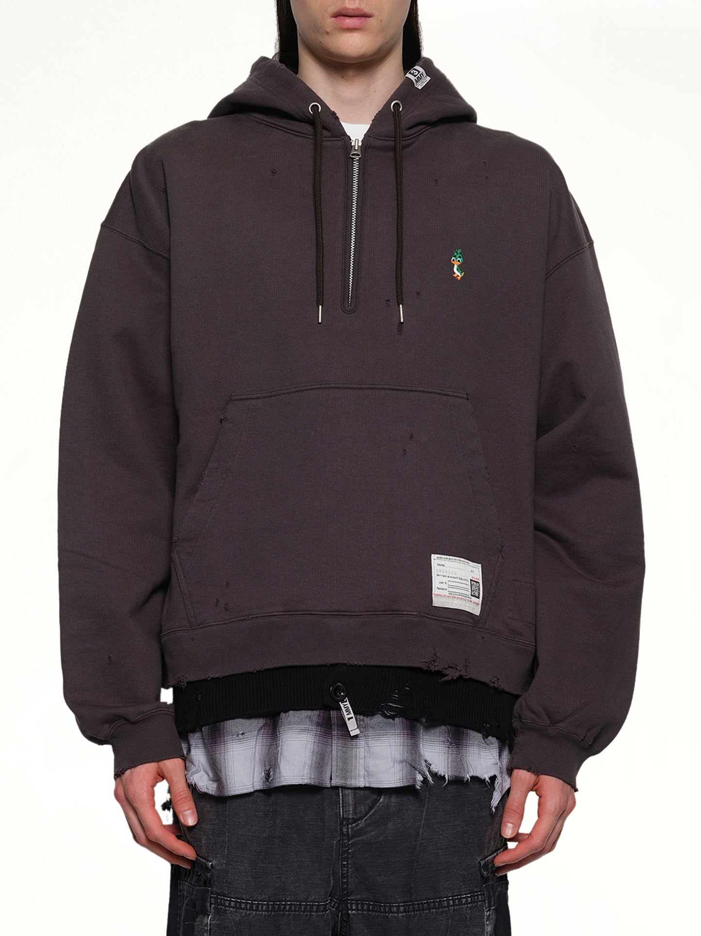 Triple Layered Half Zip Hoodie in Black