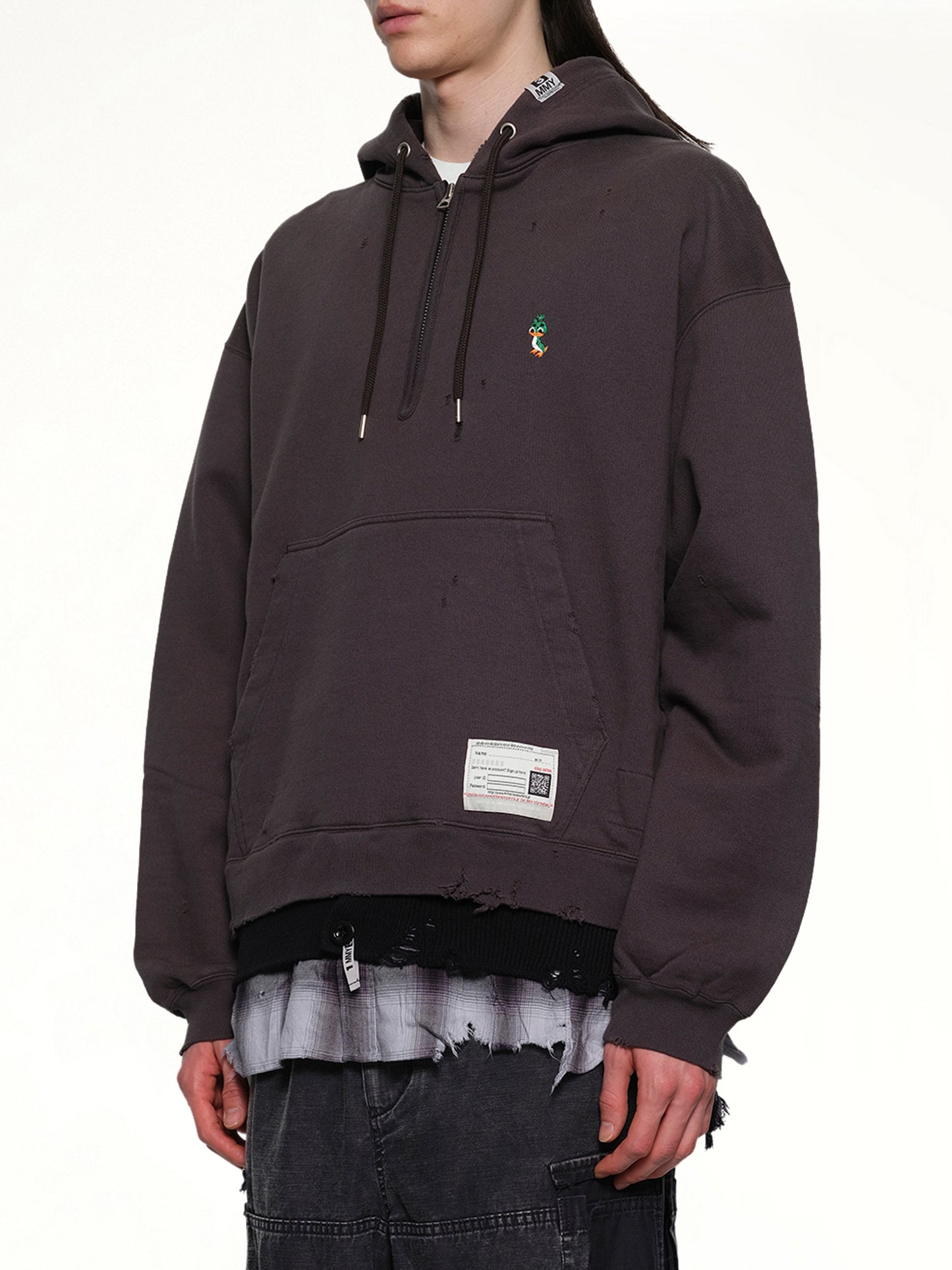 Triple Layered Half Zip Hoodie in Black