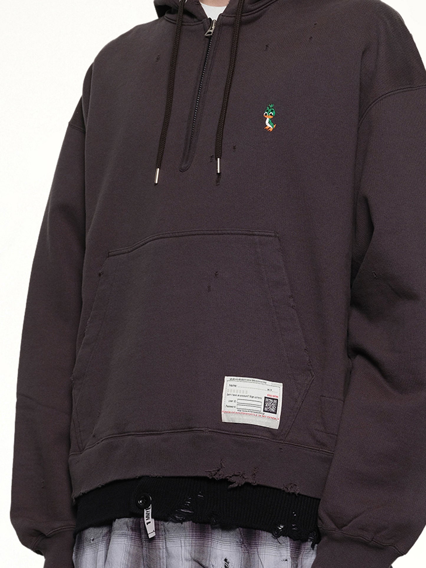 Triple Layered Half Zip Hoodie in Black