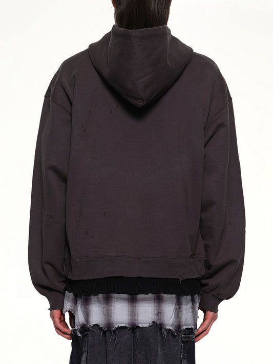 Triple Layered Half Zip Hoodie in Black