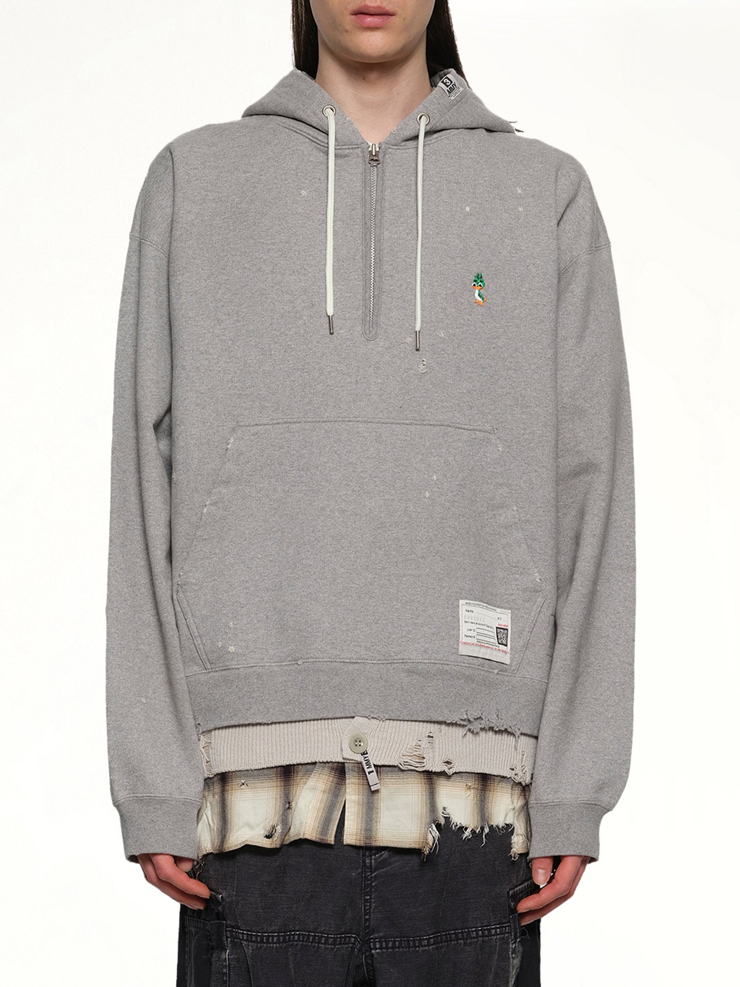 Triple Layered Half Zip Hoodie in Gray
