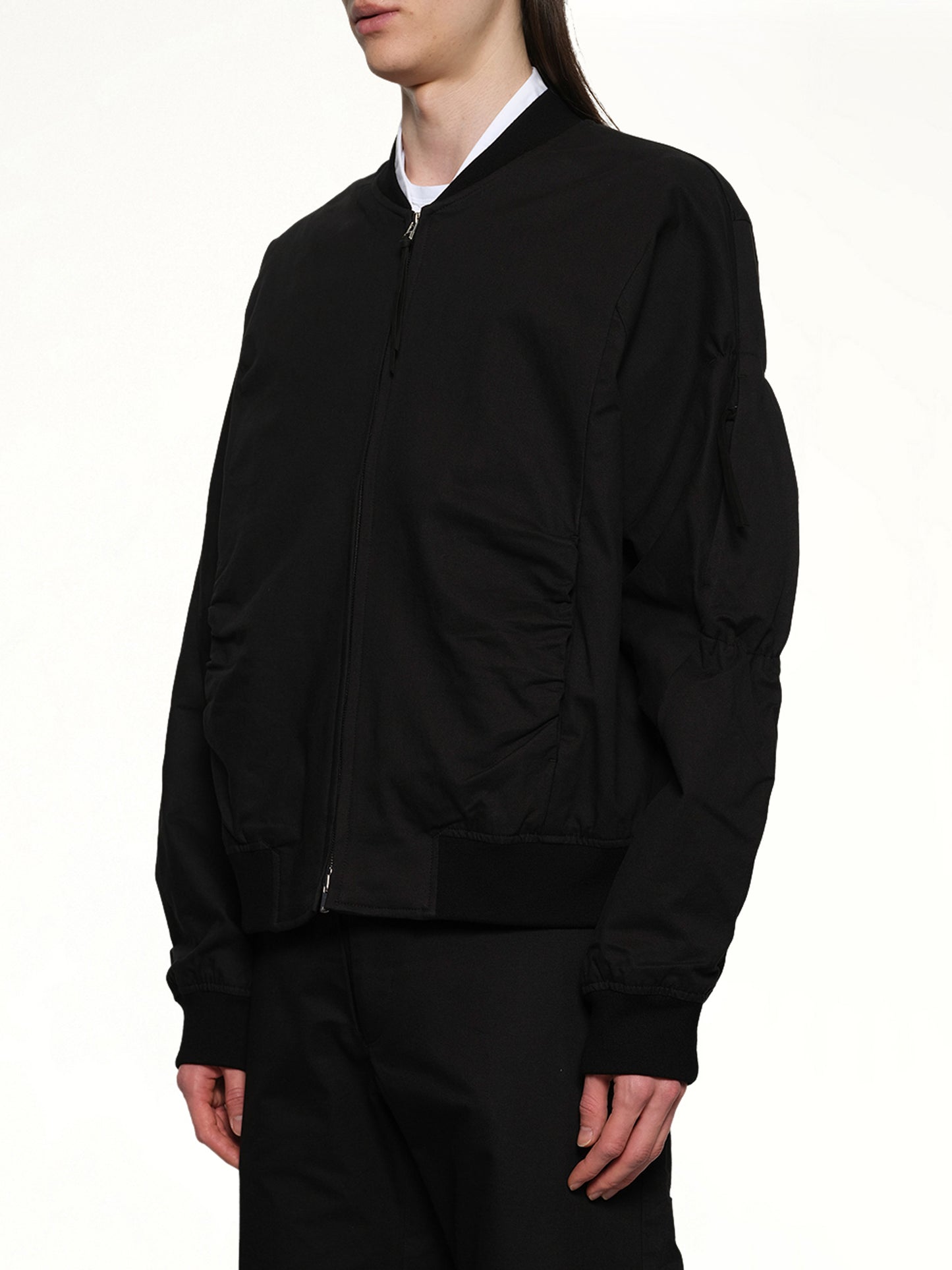 Shirring Bomber in Black