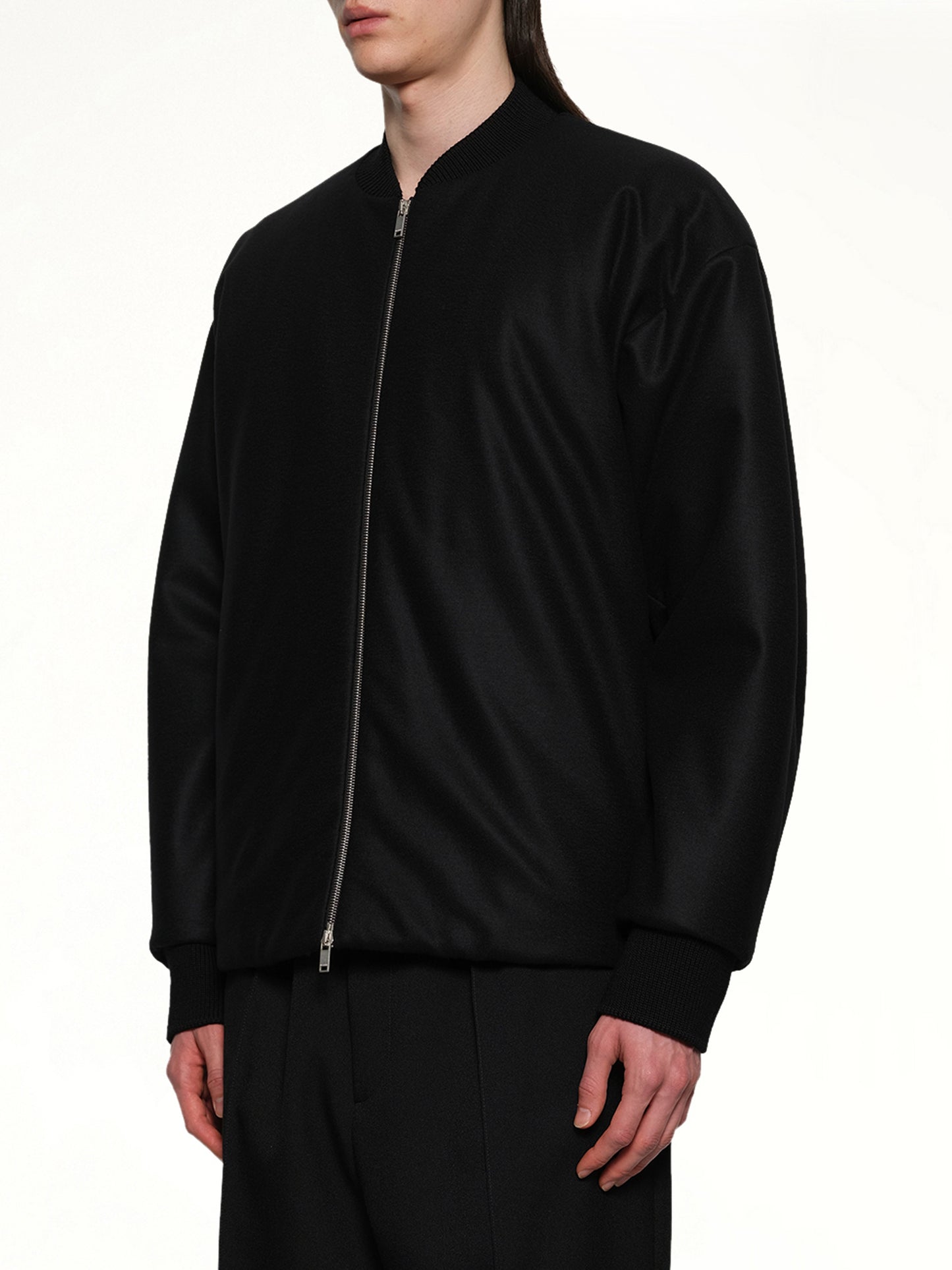 Zip Up Padded Bomber Jacket in Black