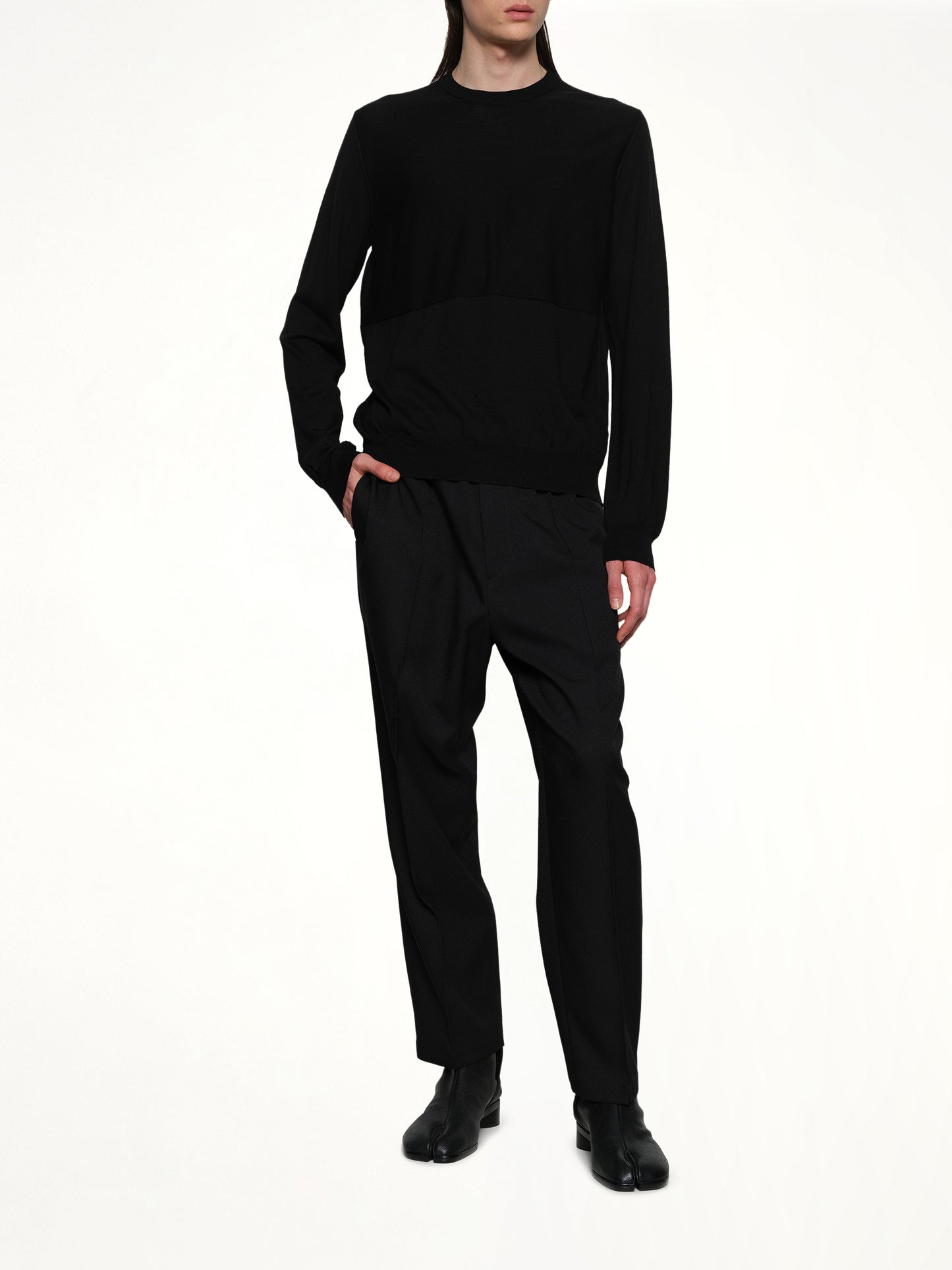 Superfine Merino Wool Sweater in Black