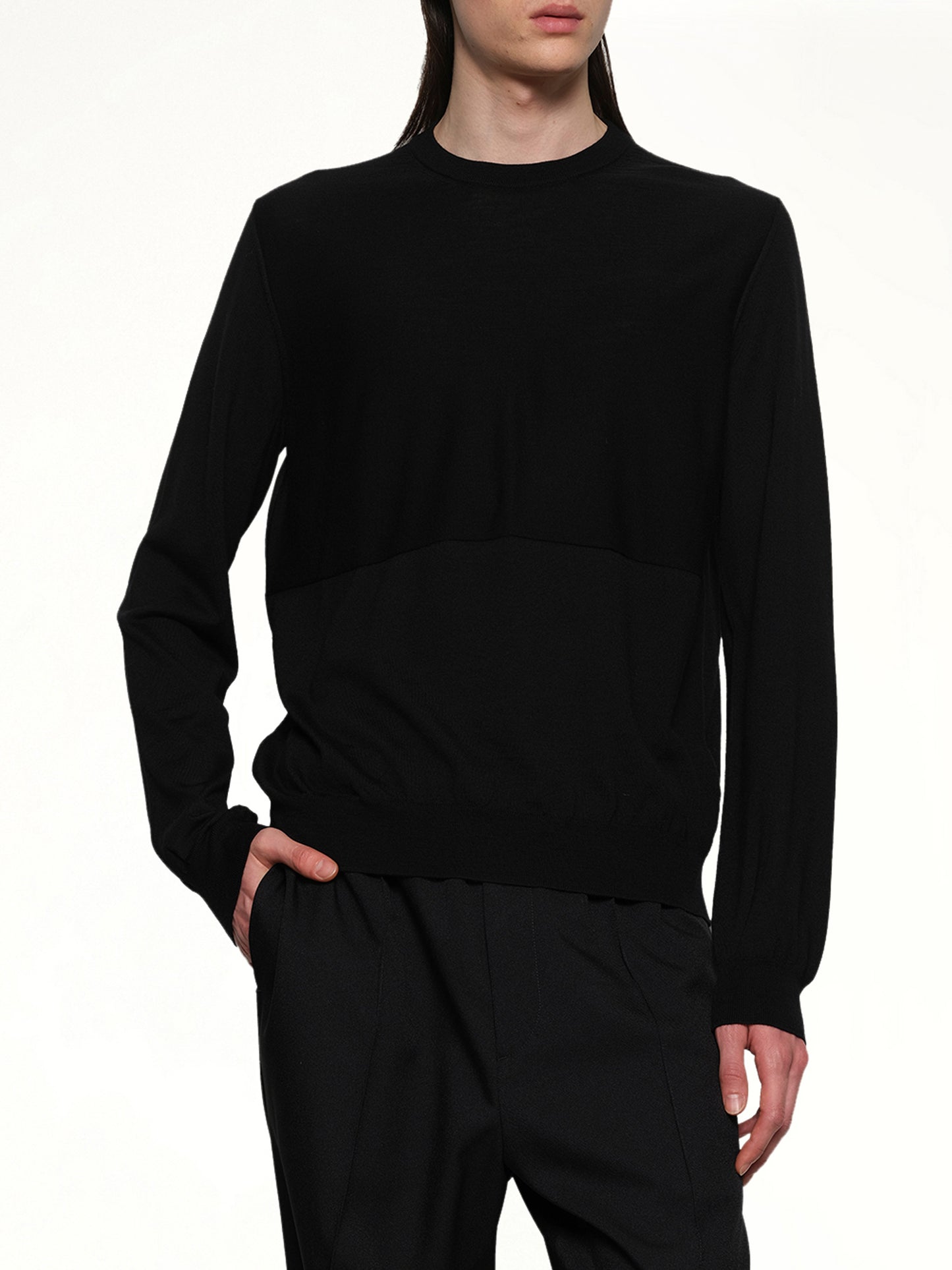 Superfine Merino Wool Sweater in Black