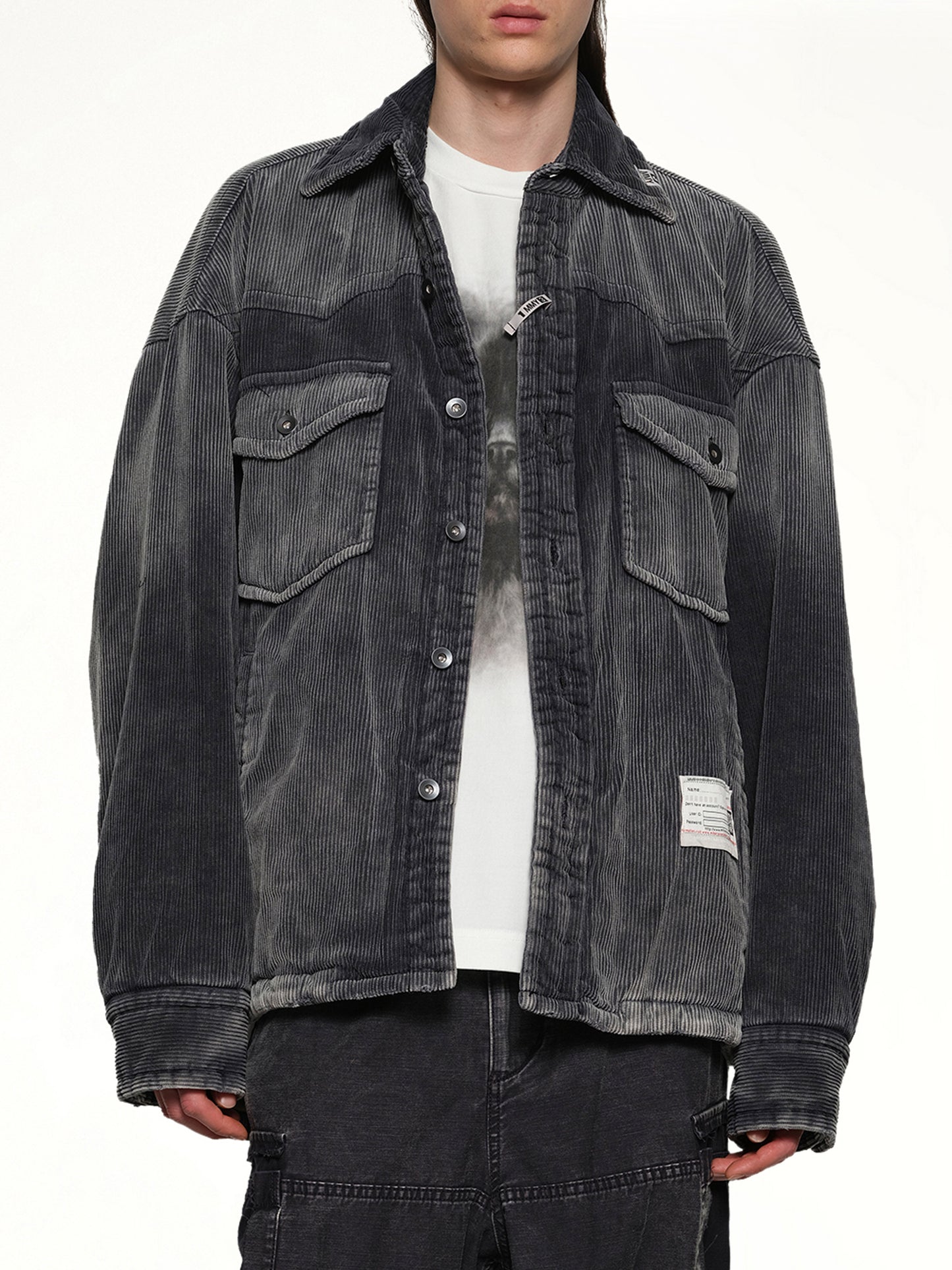 Puffer Corduroy Shirt in Black
