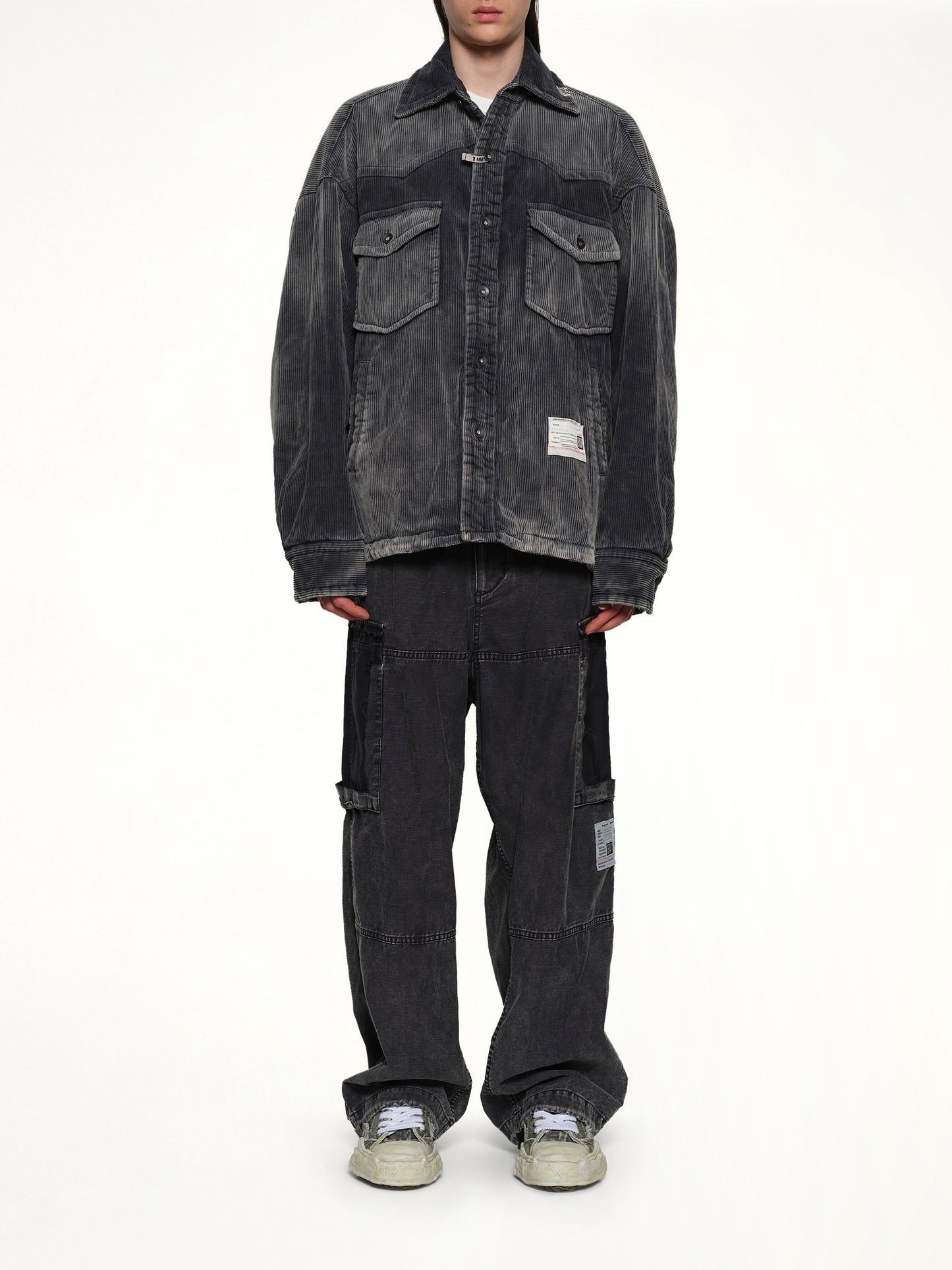 Puffer Corduroy Shirt in Black