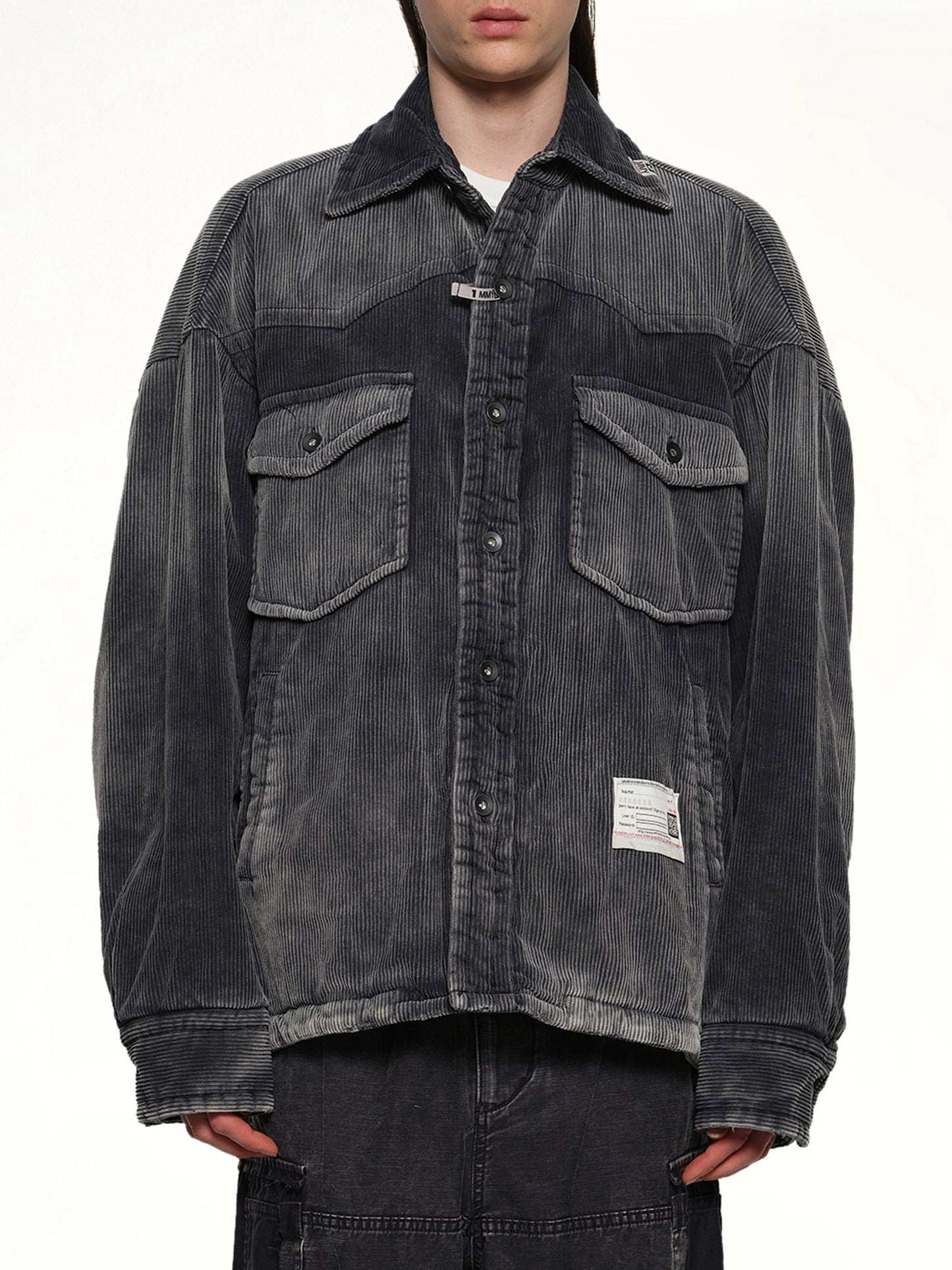Puffer Corduroy Shirt in Black