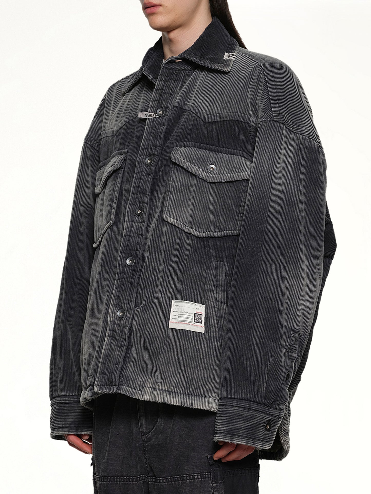 Puffer Corduroy Shirt in Black