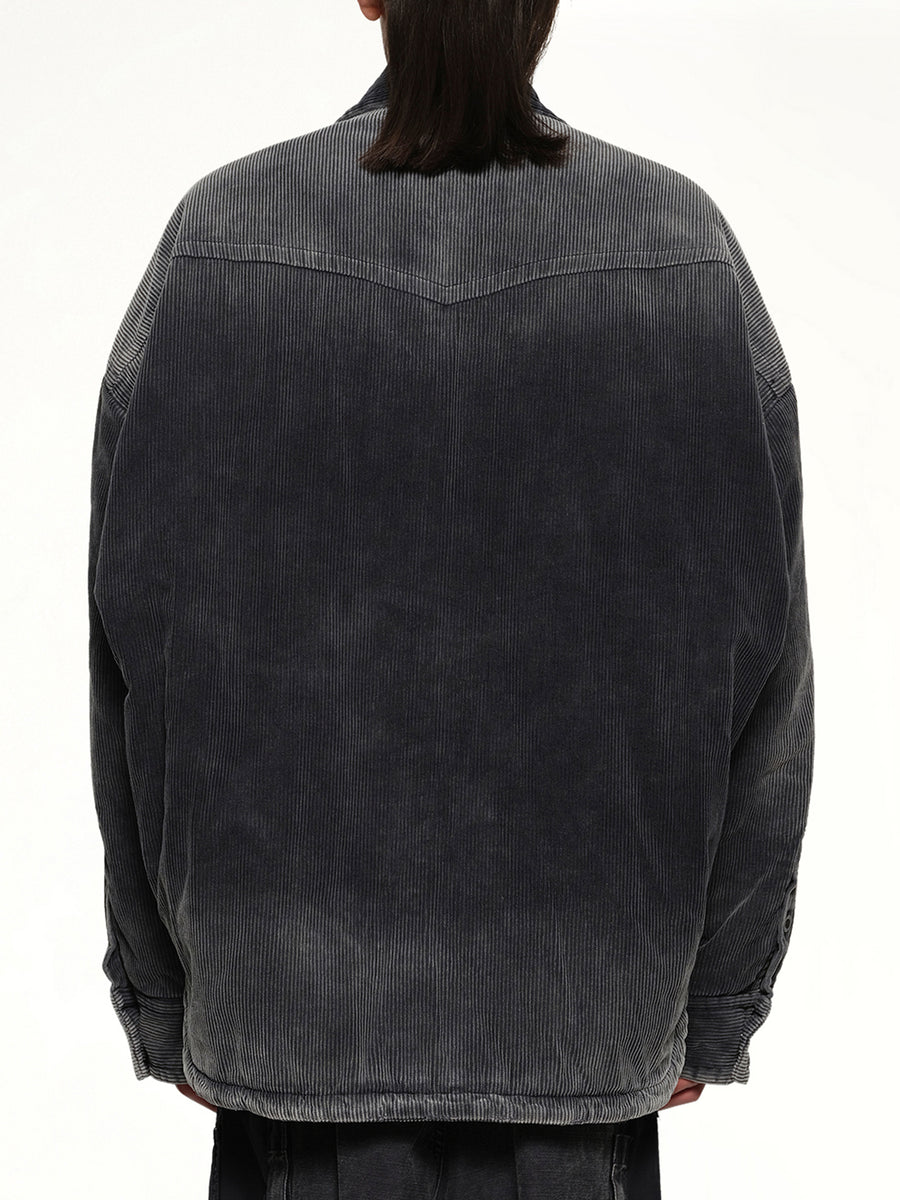 Puffer Corduroy Shirt in Black