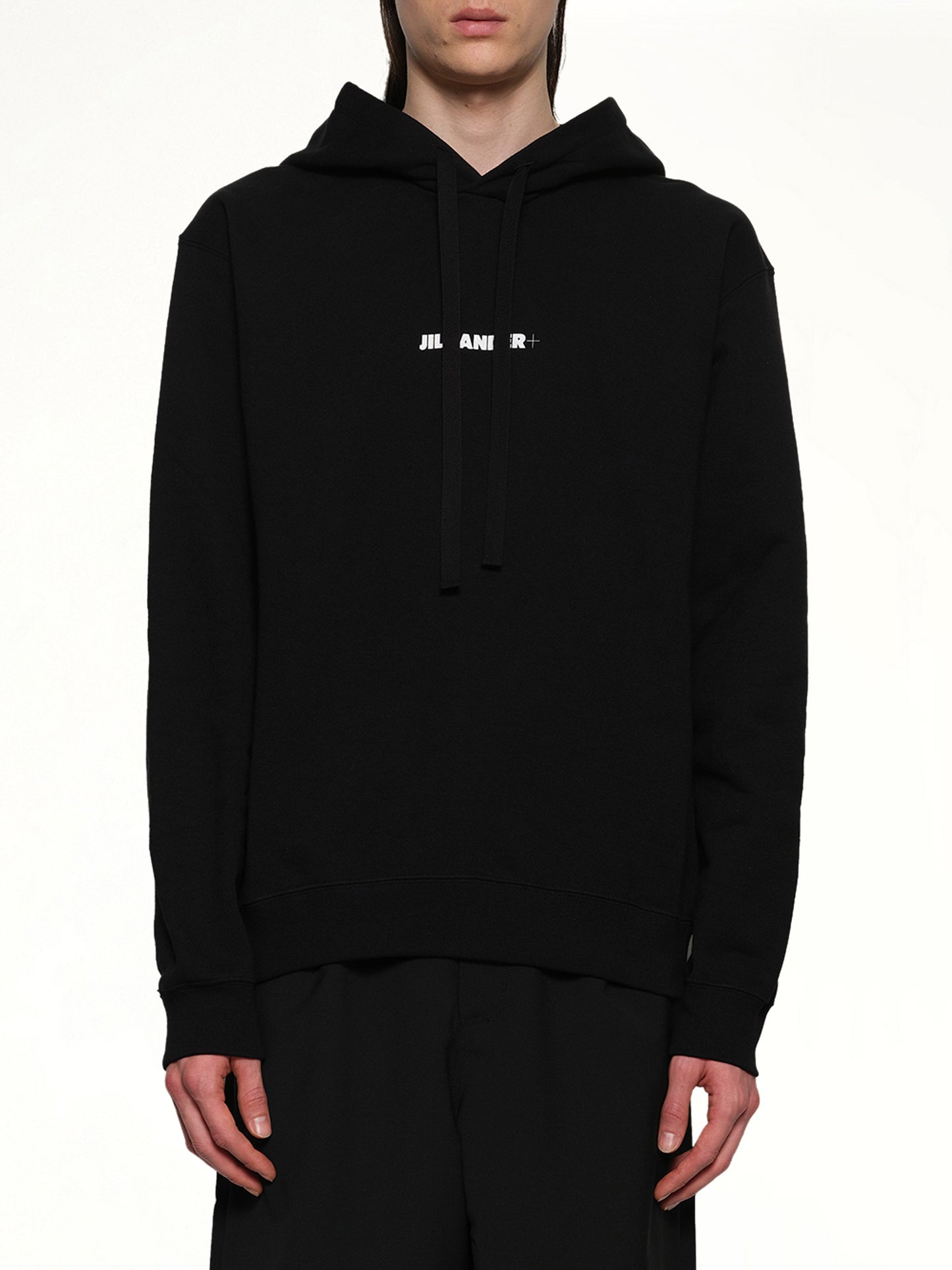 Plus Compact Terry Hoodie in Black