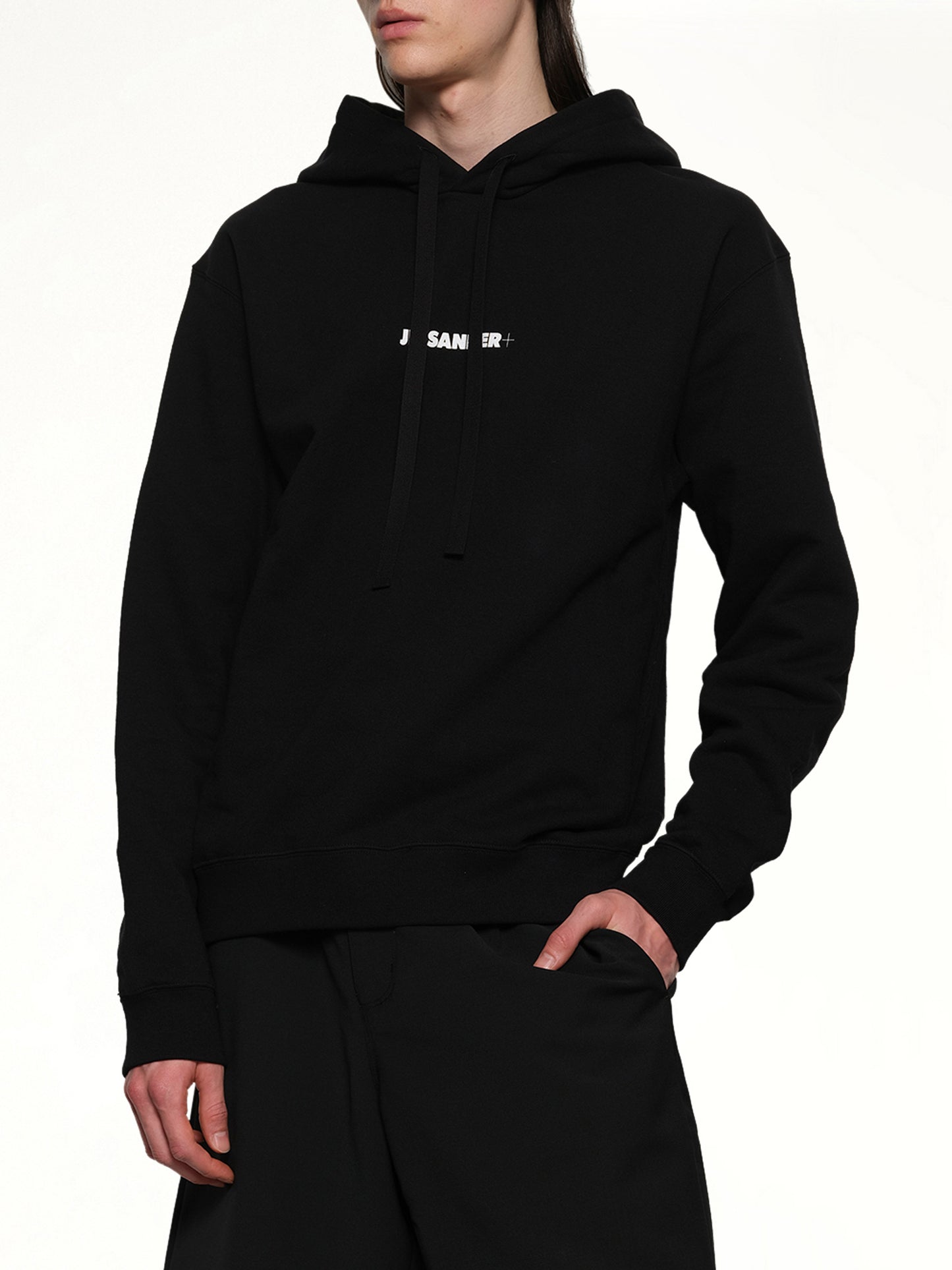 Plus Compact Terry Hoodie in Black
