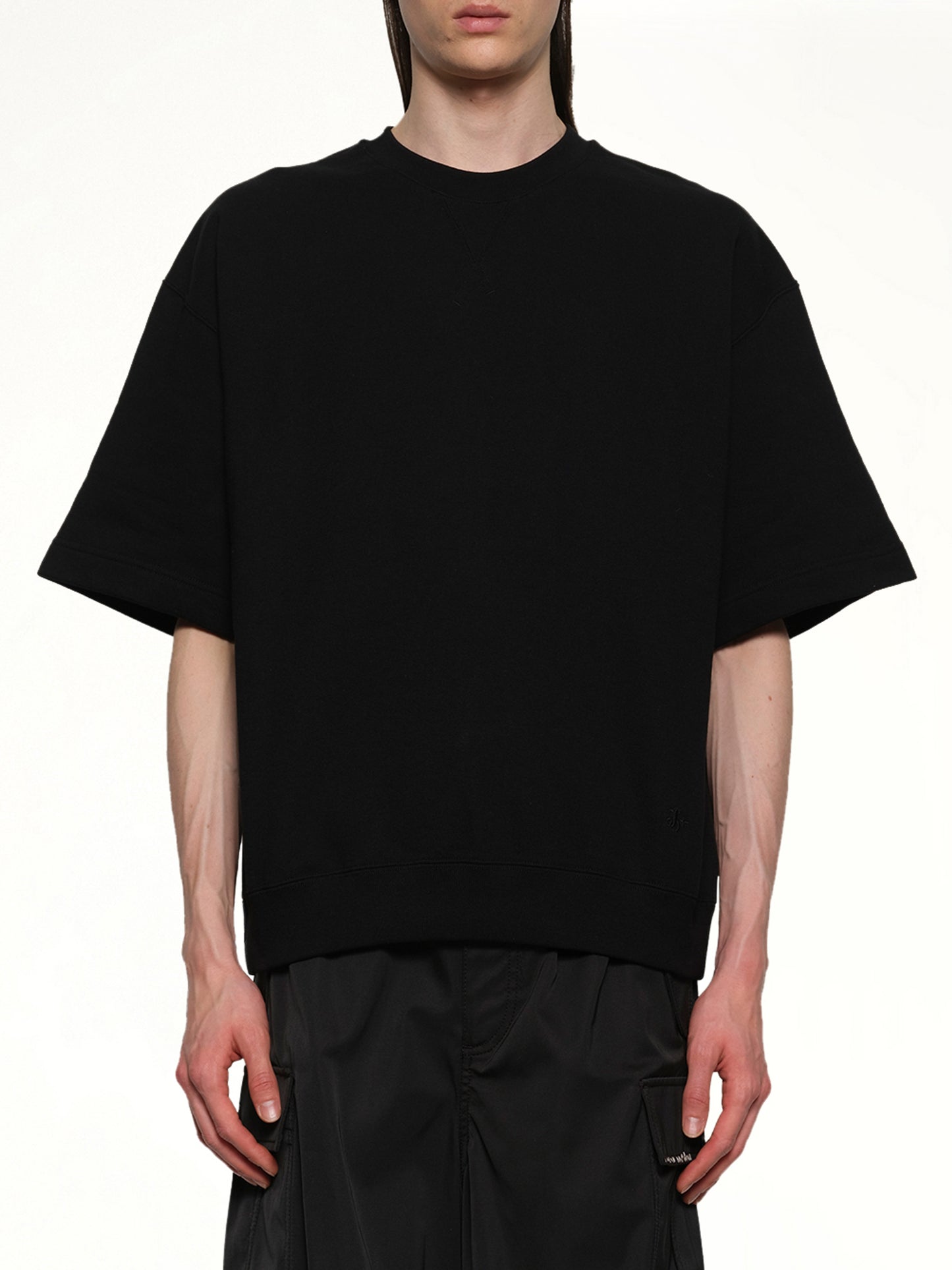 Crewneck Short Sleeve Sweatshirt in Black