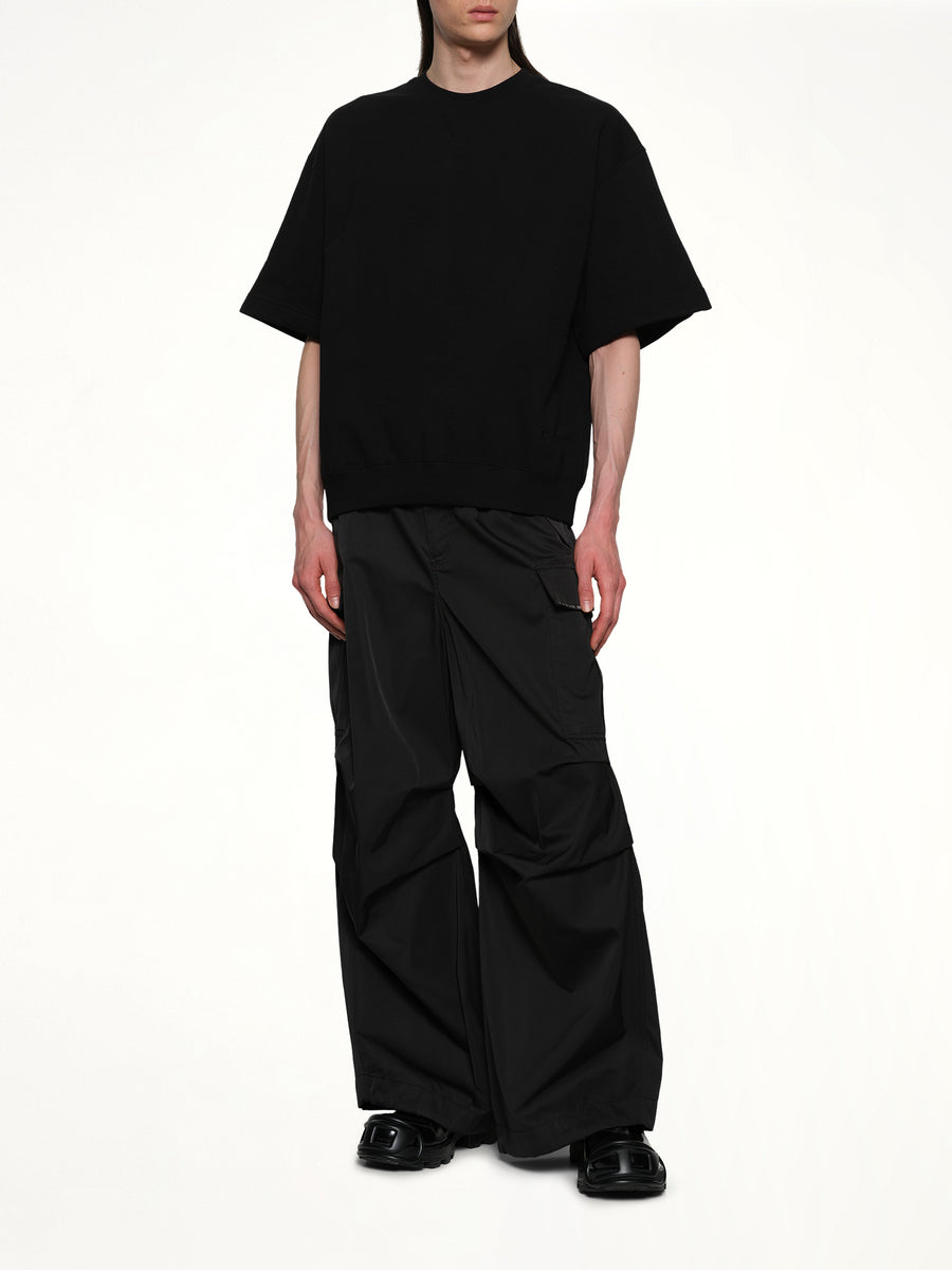 Crewneck Short Sleeve Sweatshirt in Black