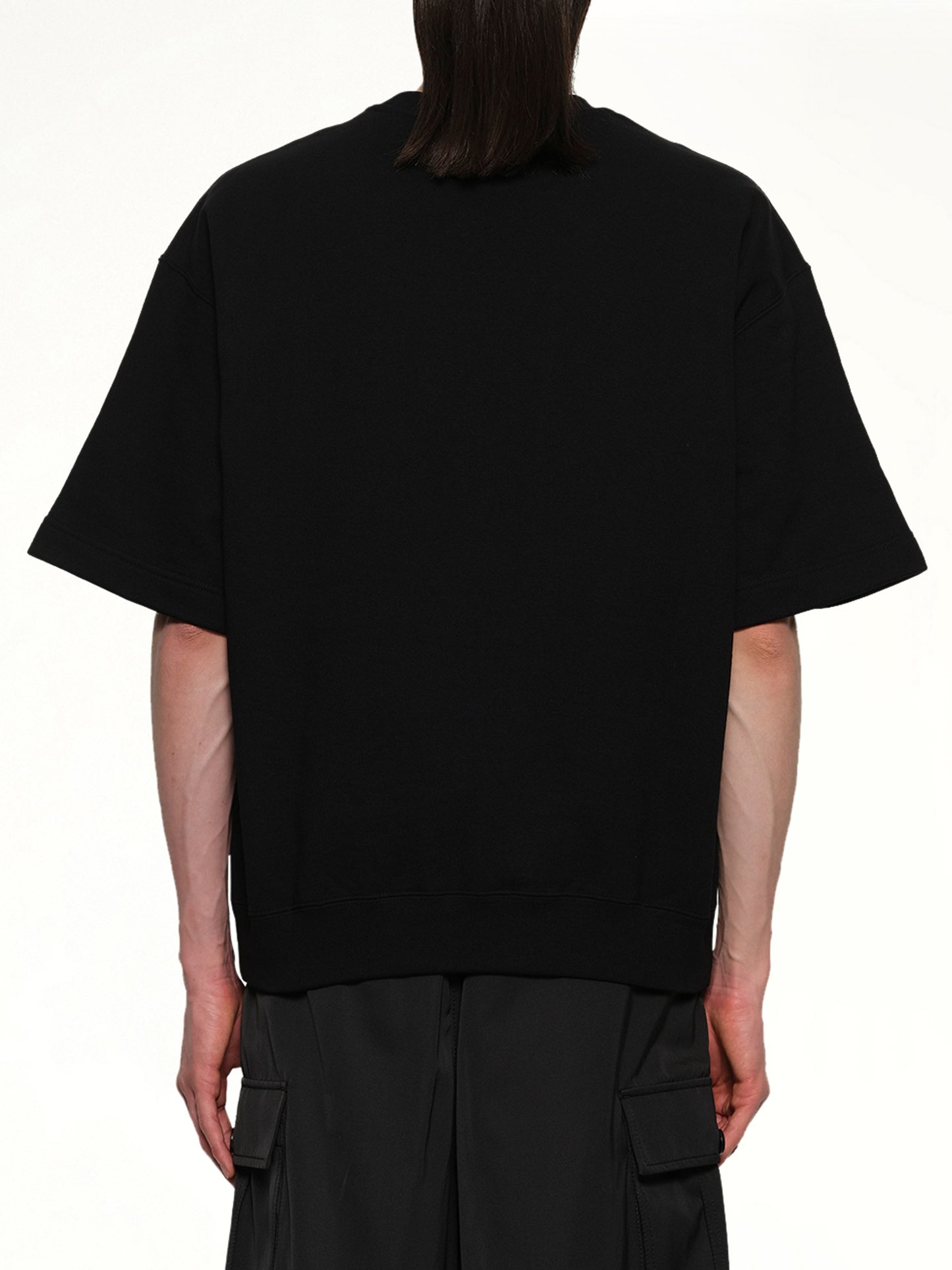 Crewneck Short Sleeve Sweatshirt in Black