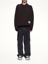 Layered Knit Pullover in Black