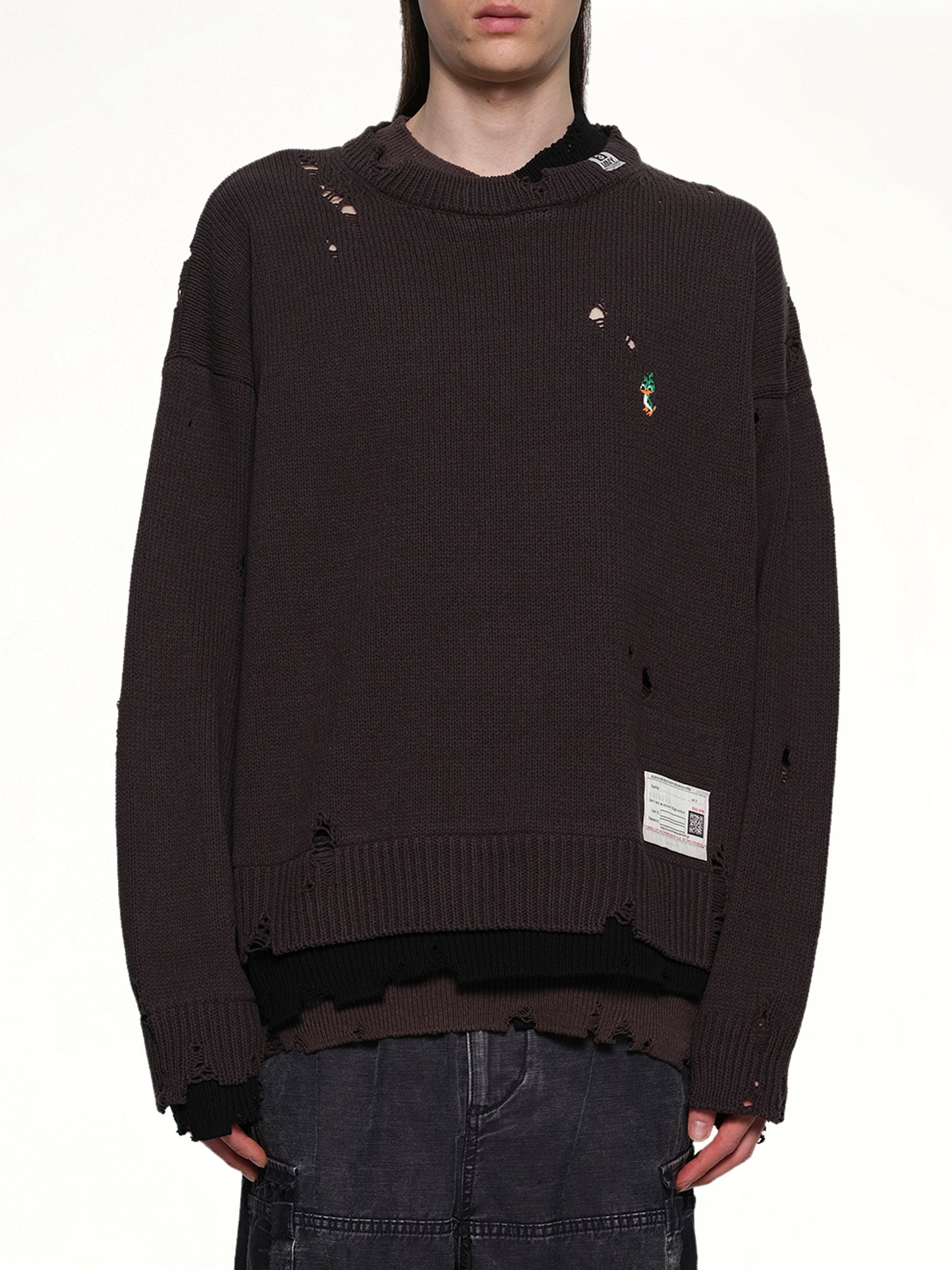 Layered Knit Pullover in Black