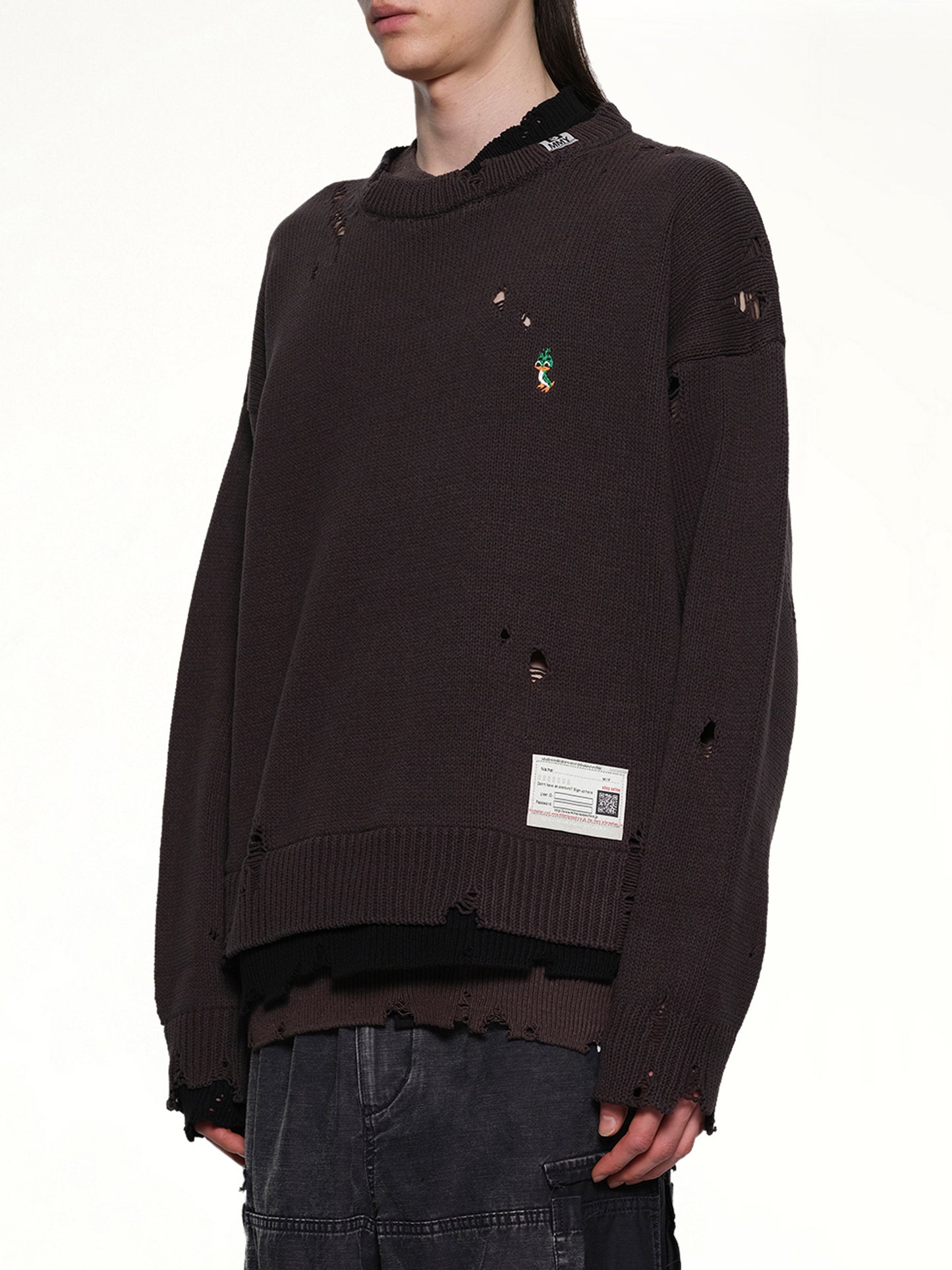 Layered Knit Pullover in Black