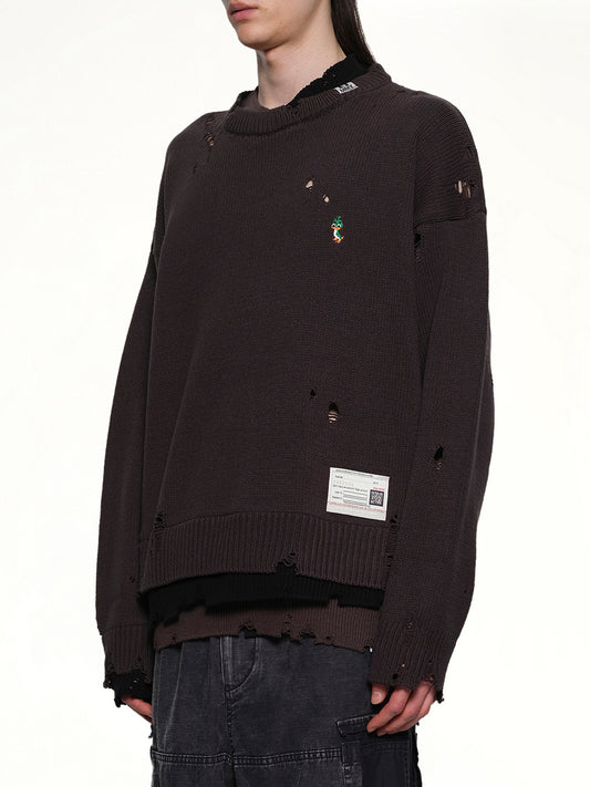 Layered Knit Pullover in Black